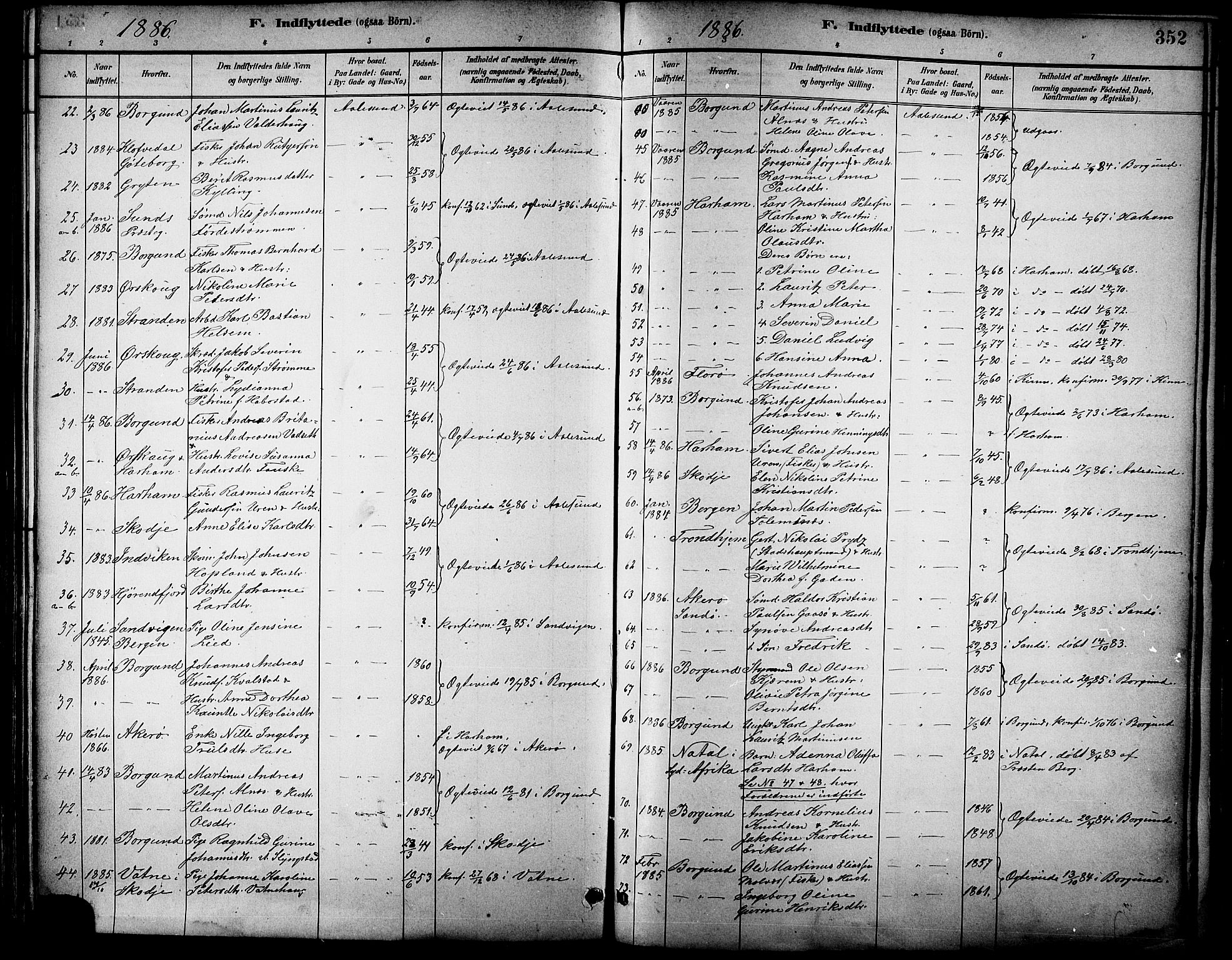 Ministerialprotokoller, klokkerbøker og fødselsregistre - Møre og Romsdal, AV/SAT-A-1454/529/L0455: Parish register (official) no. 529A05, 1885-1893, p. 352