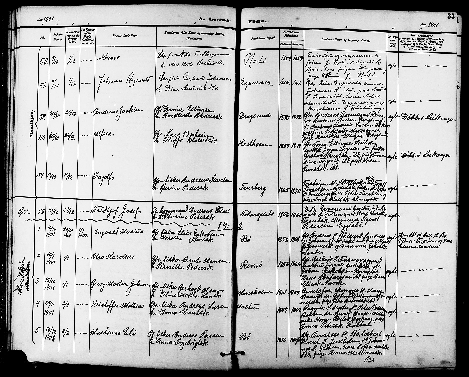 Ministerialprotokoller, klokkerbøker og fødselsregistre - Møre og Romsdal, AV/SAT-A-1454/507/L0082: Parish register (copy) no. 507C05, 1896-1914, p. 33