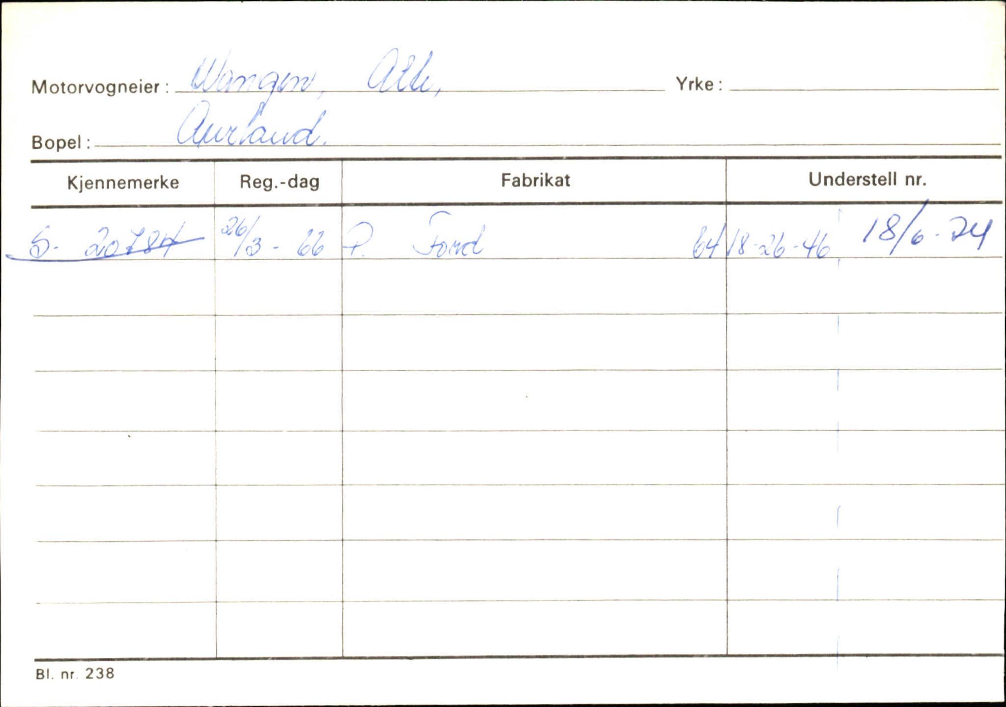 Statens vegvesen, Sogn og Fjordane vegkontor, SAB/A-5301/4/F/L0125: Eigarregister Sogndal V-Å. Aurland A-Å. Fjaler A-N, 1945-1975, p. 1270