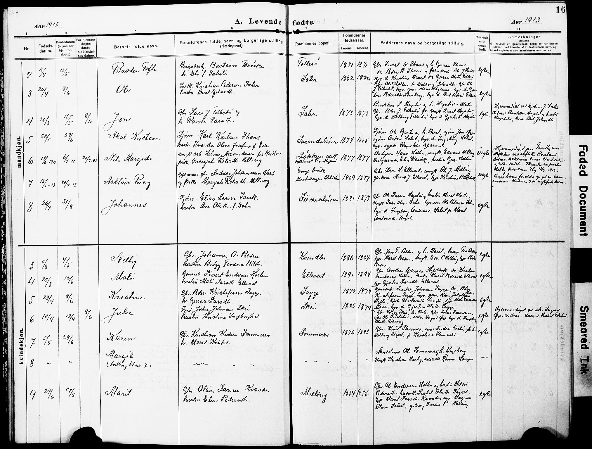 Ministerialprotokoller, klokkerbøker og fødselsregistre - Møre og Romsdal, SAT/A-1454/596/L1059: Parish register (copy) no. 596C02, 1908-1922, p. 16