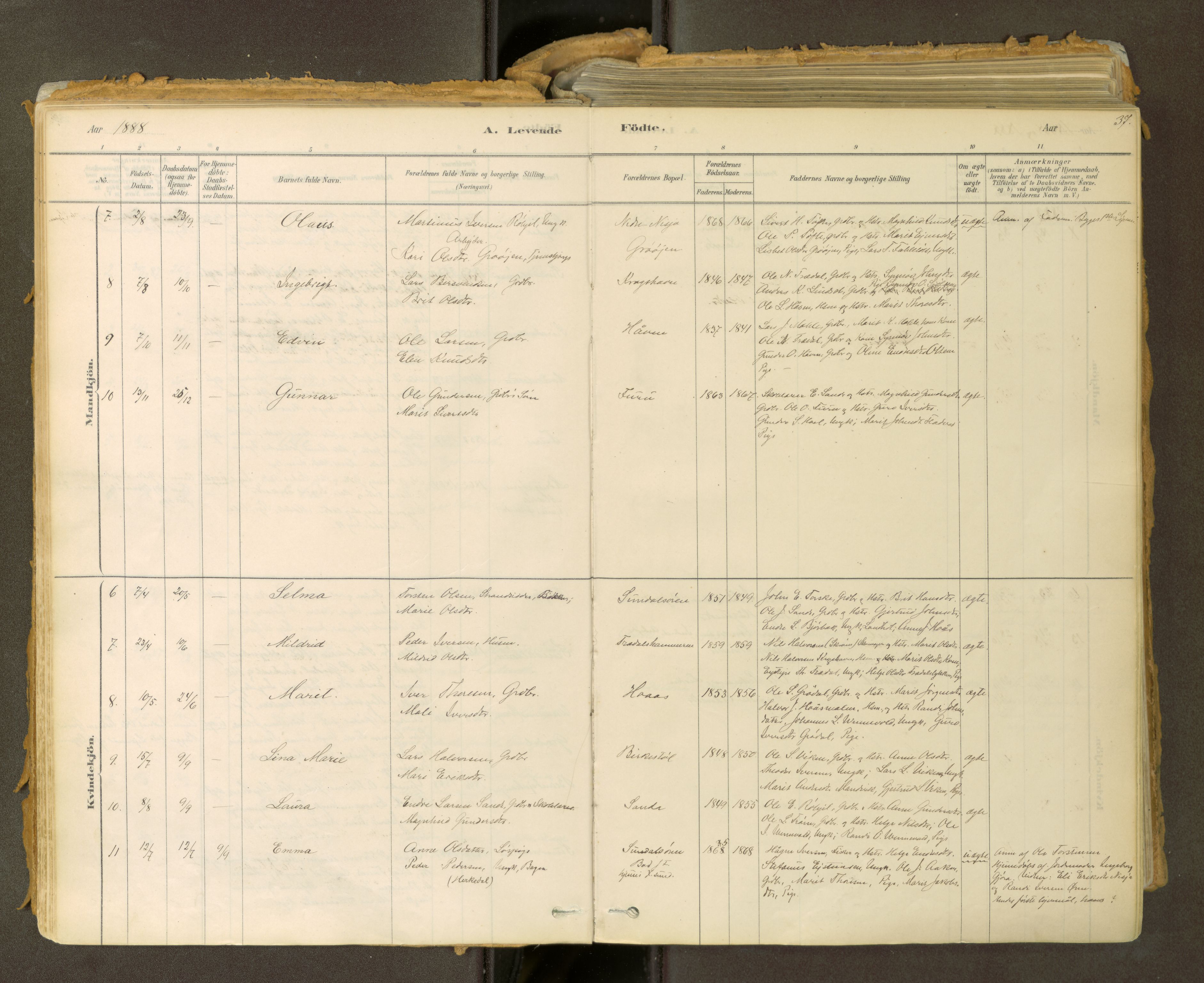 Sunndal sokneprestkontor, SAT/A-1085/1/I/I1/I1a: Parish register (official) no. 2, 1877-1914, p. 37