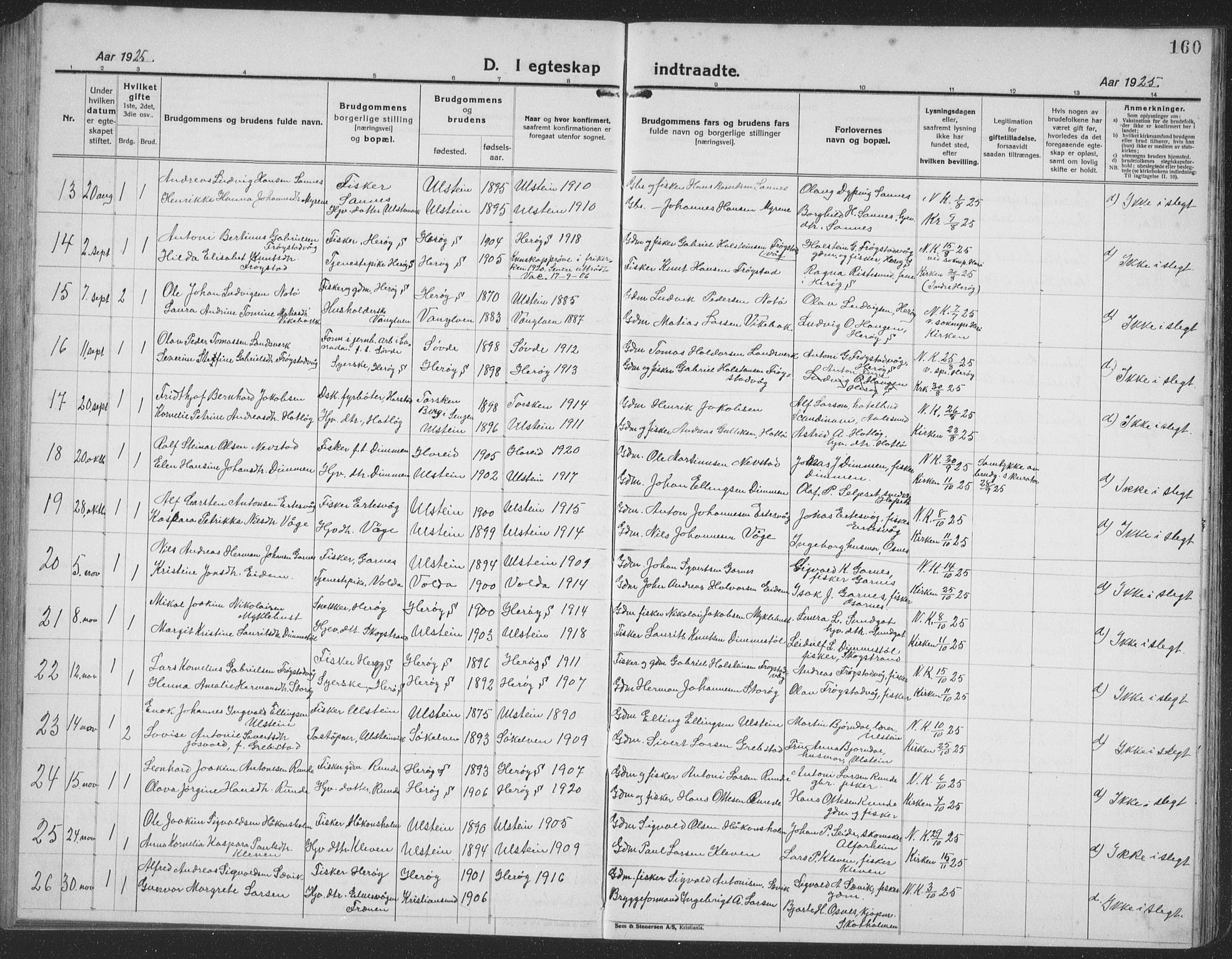 Ministerialprotokoller, klokkerbøker og fødselsregistre - Møre og Romsdal, SAT/A-1454/509/L0113: Parish register (copy) no. 509C03, 1923-1939, p. 160