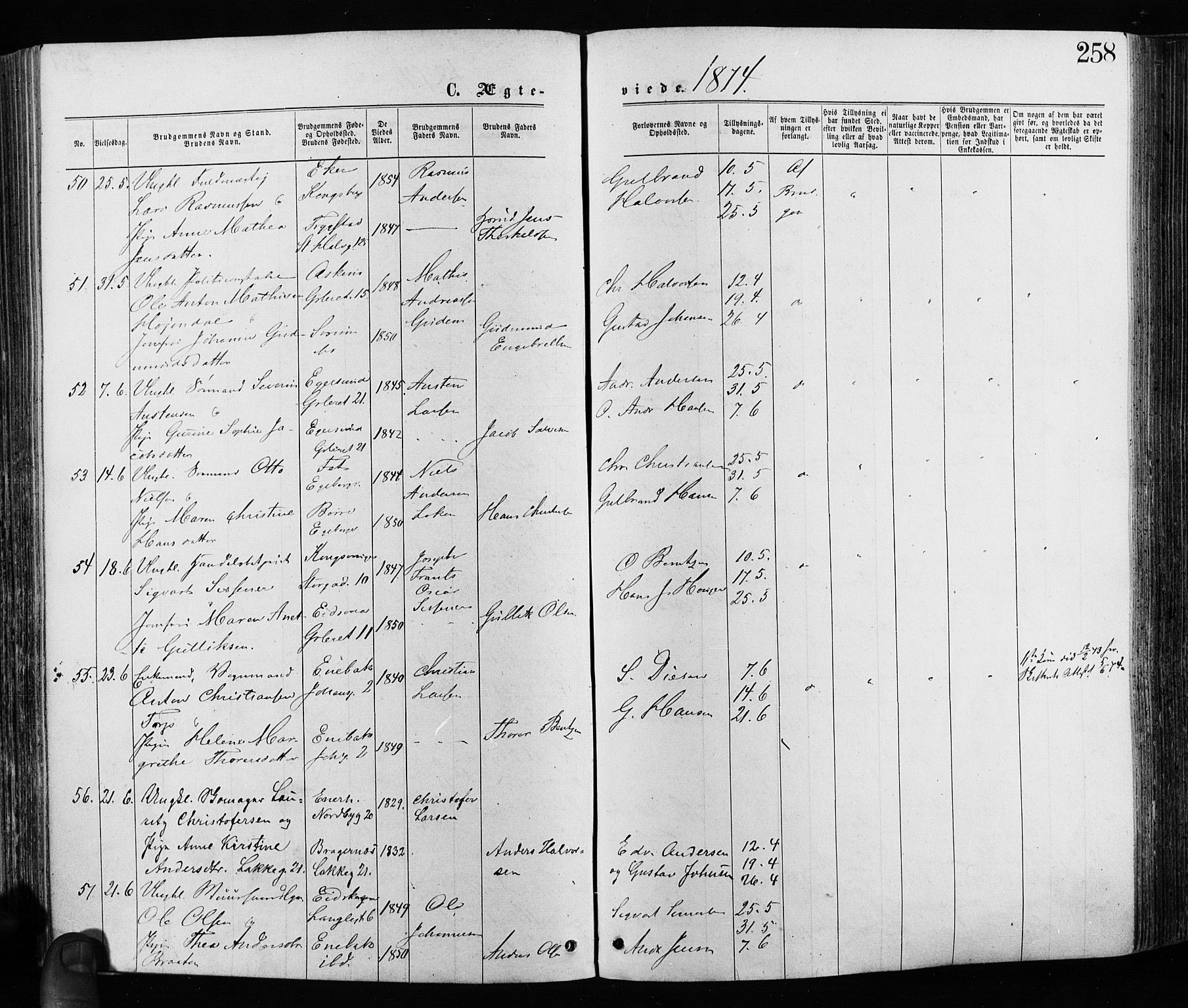 Grønland prestekontor Kirkebøker, AV/SAO-A-10848/F/Fa/L0005: Parish register (official) no. 5, 1869-1880, p. 258