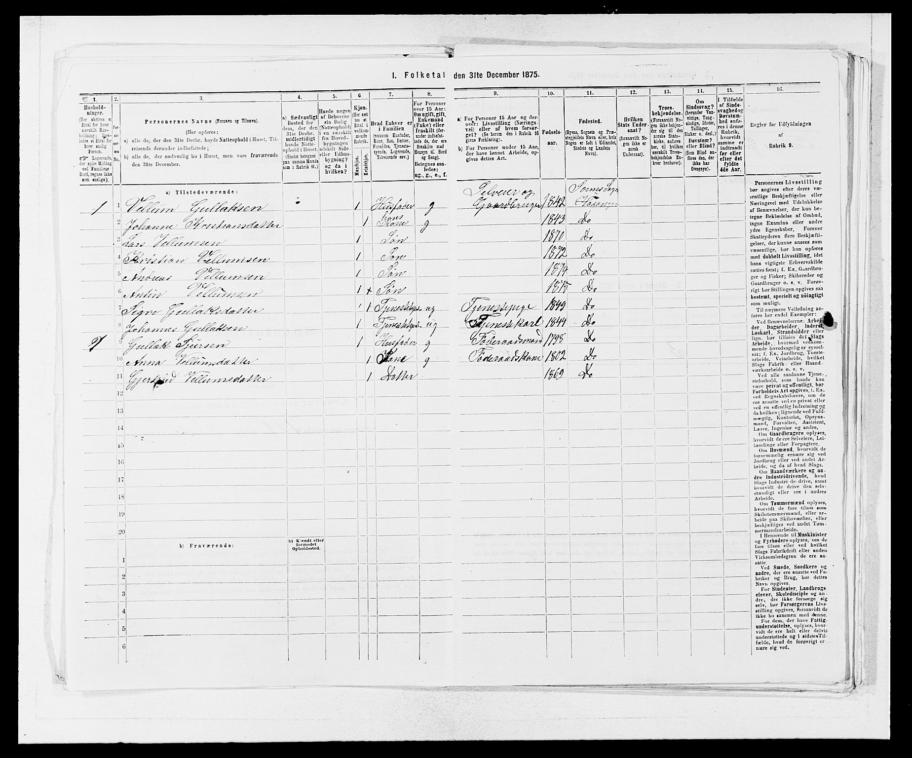 SAB, 1875 census for 1253P Hosanger, 1875, p. 856