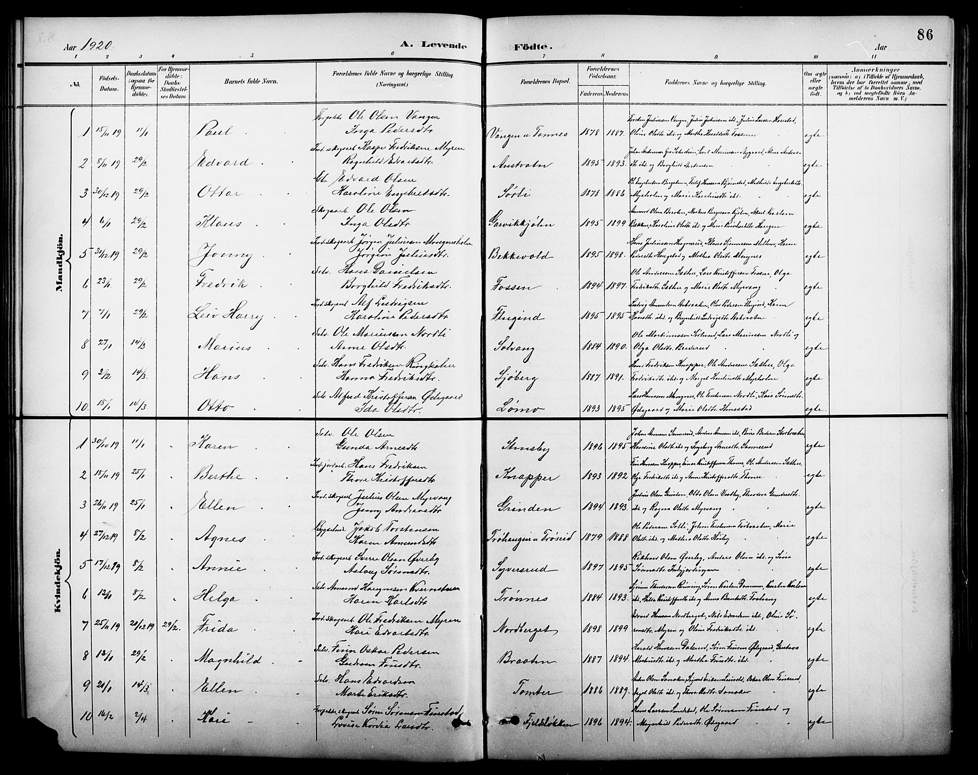 Nord-Odal prestekontor, SAH/PREST-032/H/Ha/Hab/L0002: Parish register (copy) no. 2, 1895-1921, p. 86