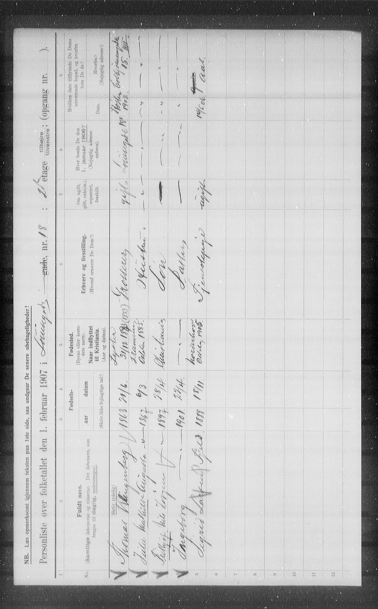 OBA, Municipal Census 1907 for Kristiania, 1907, p. 29846