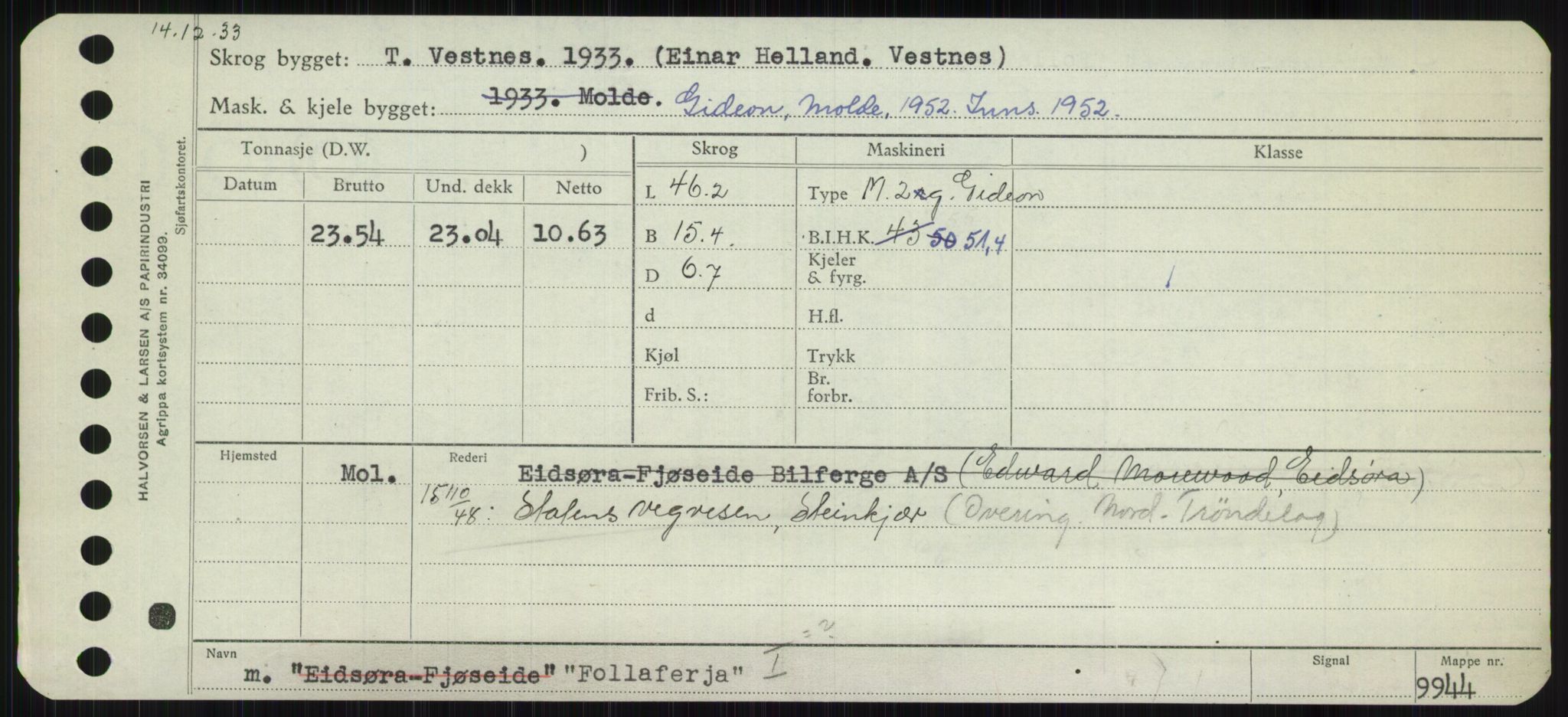 Sjøfartsdirektoratet med forløpere, Skipsmålingen, RA/S-1627/H/Ha/L0002/0001: Fartøy, Eik-Hill / Fartøy, Eik-F, p. 669