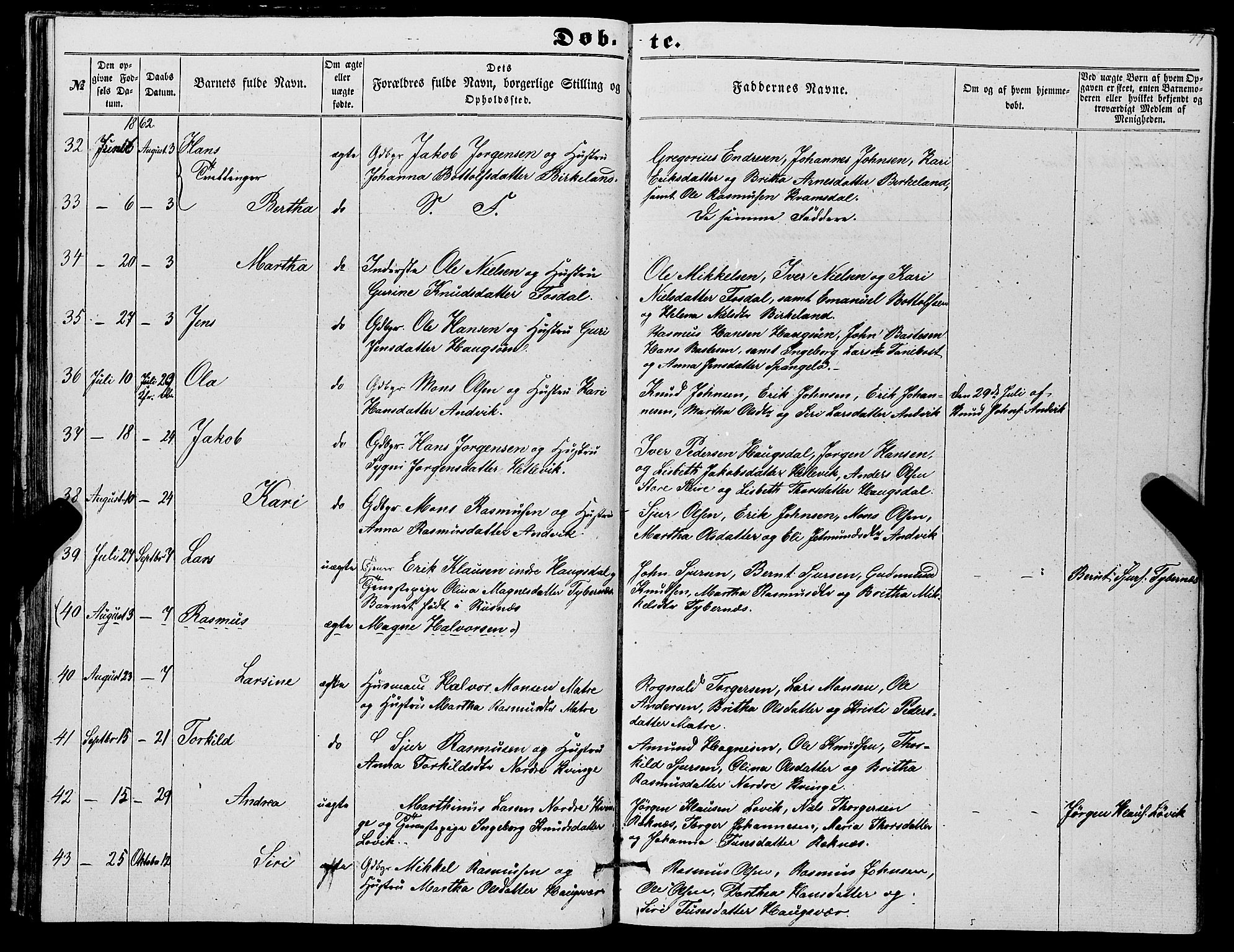 Masfjorden Sokneprestembete, SAB/A-77001: Parish register (copy) no. A 1, 1851-1875, p. 44