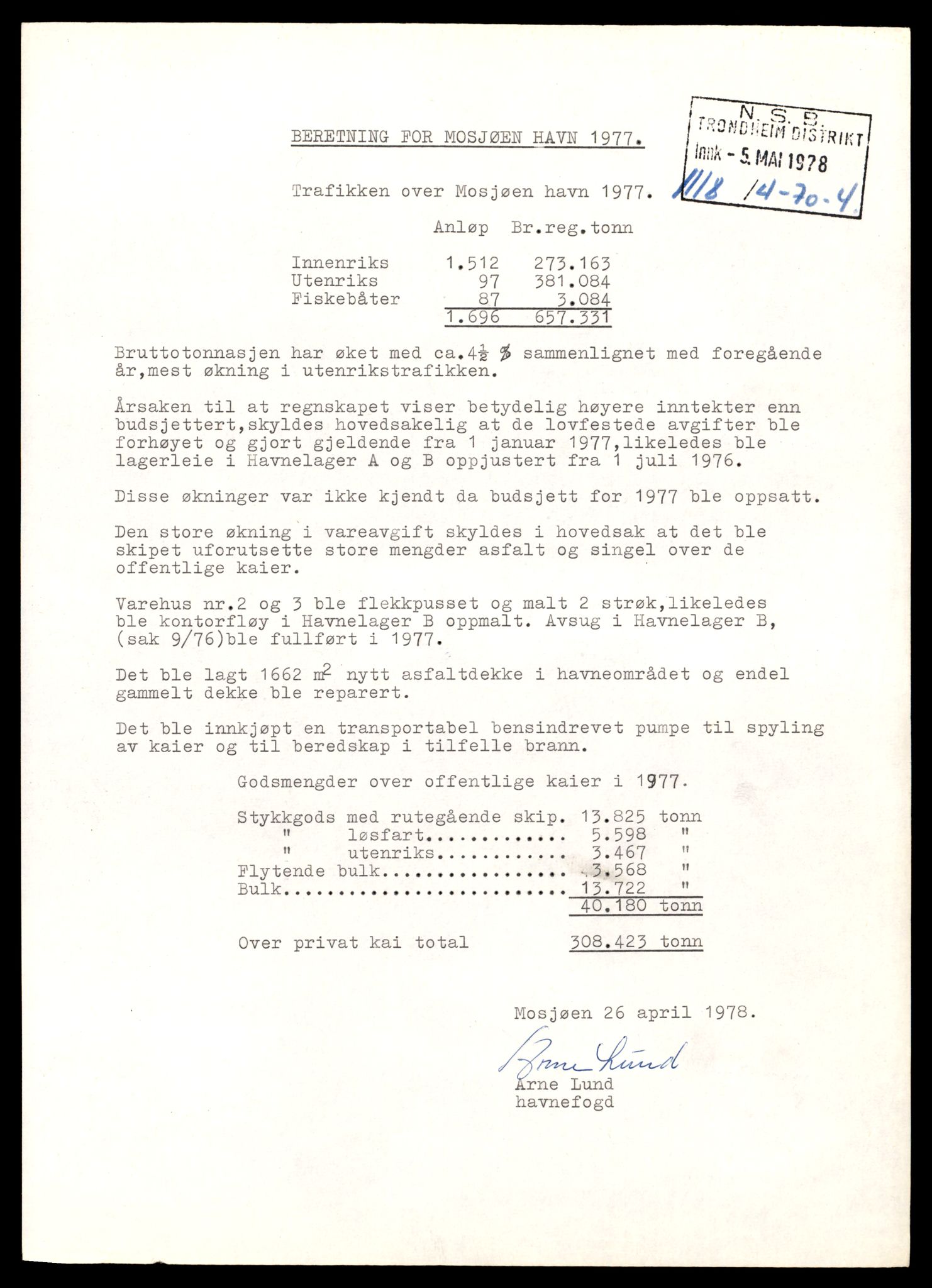 Norges statsbaner (NSB) - Trondheim distrikt, AV/SAT-A-6436/0002/Dd/L0817: --, 1953-1980, p. 1257