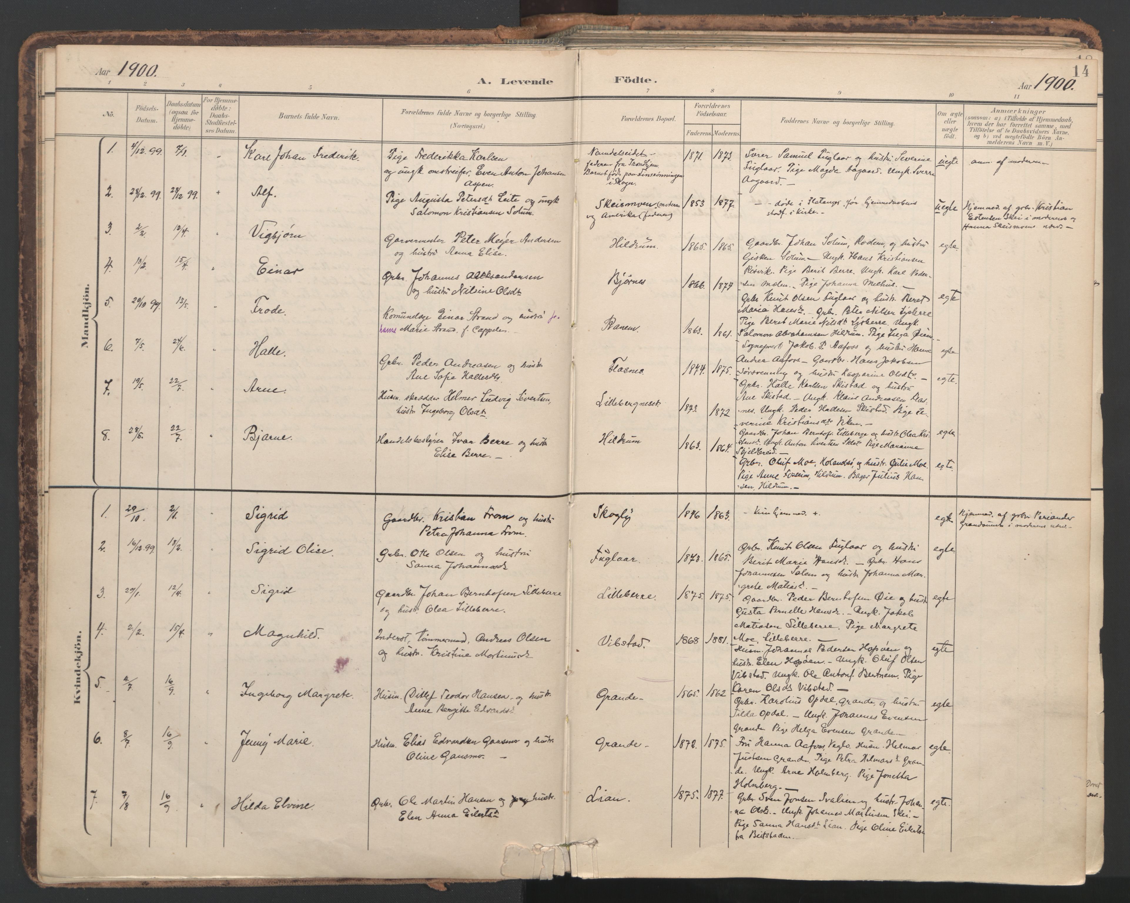 Ministerialprotokoller, klokkerbøker og fødselsregistre - Nord-Trøndelag, AV/SAT-A-1458/764/L0556: Parish register (official) no. 764A11, 1897-1924, p. 14