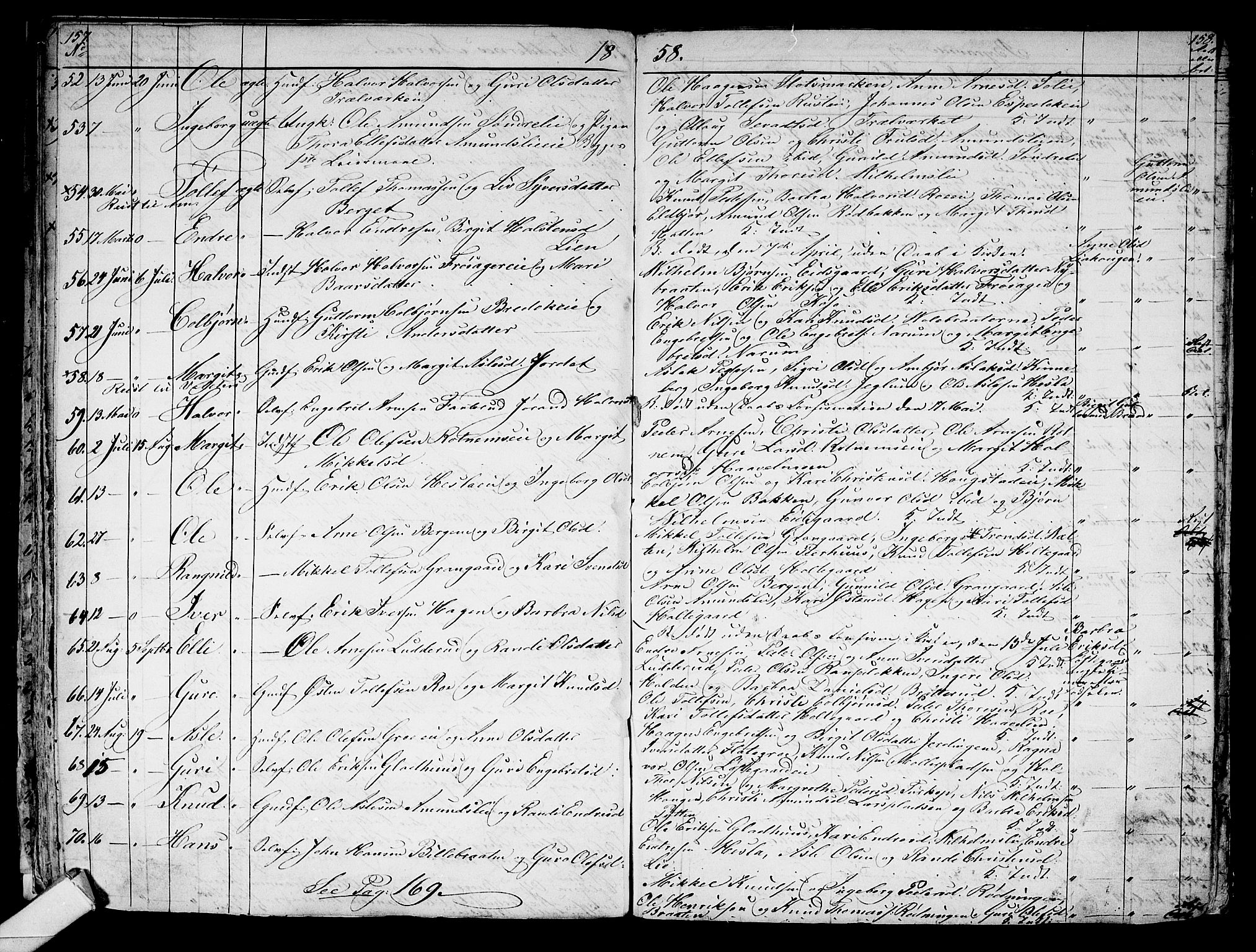 Gol kirkebøker, AV/SAKO-A-226/G/Ga/L0001: Parish register (copy) no. I 1, 1841-1860, p. 157-158