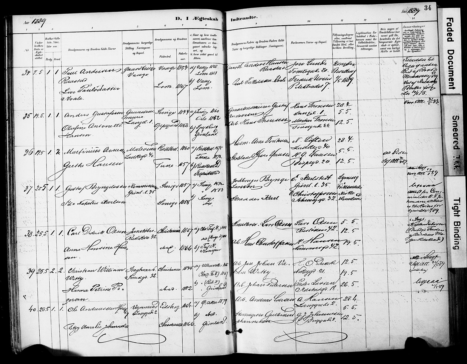 Grønland prestekontor Kirkebøker, AV/SAO-A-10848/F/Fa/L0013: Parish register (official) no. 13, 1887-1906, p. 34