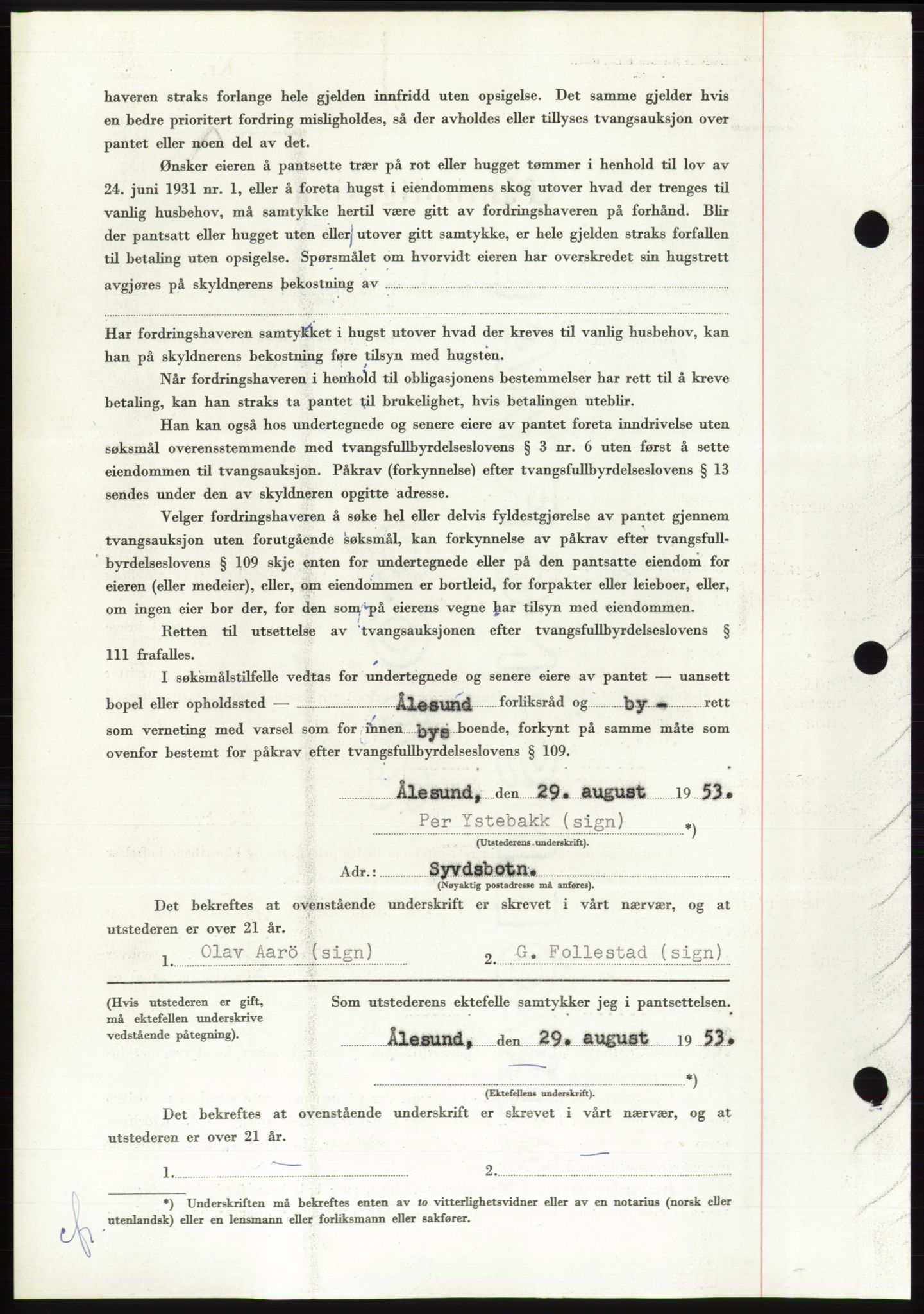Søre Sunnmøre sorenskriveri, SAT/A-4122/1/2/2C/L0123: Mortgage book no. 11B, 1953-1953, Diary no: : 2057/1953
