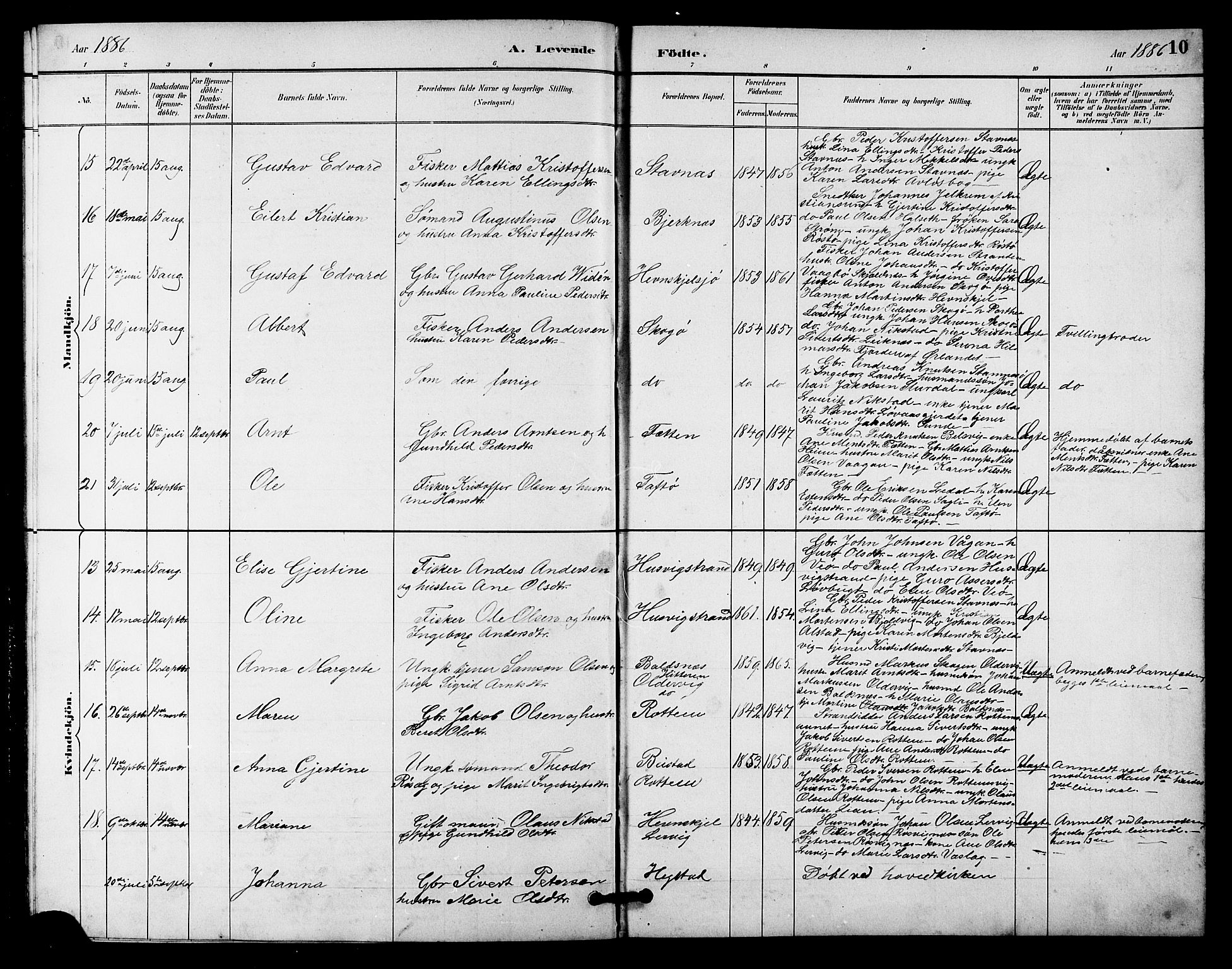 Ministerialprotokoller, klokkerbøker og fødselsregistre - Sør-Trøndelag, SAT/A-1456/633/L0519: Parish register (copy) no. 633C01, 1884-1905, p. 10