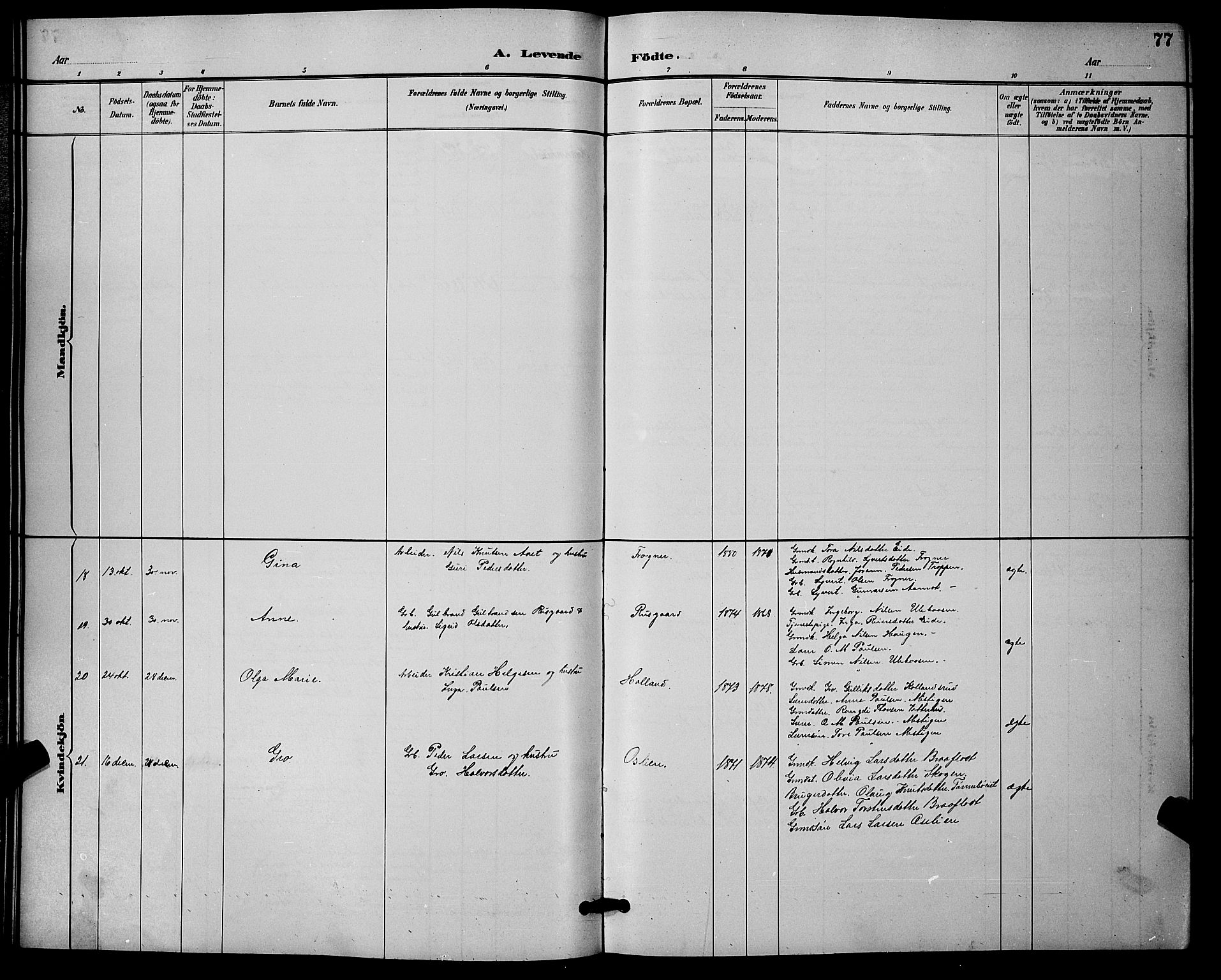 Nore kirkebøker, AV/SAKO-A-238/G/Ga/L0003: Parish register (copy) no. I 3, 1886-1903, p. 77