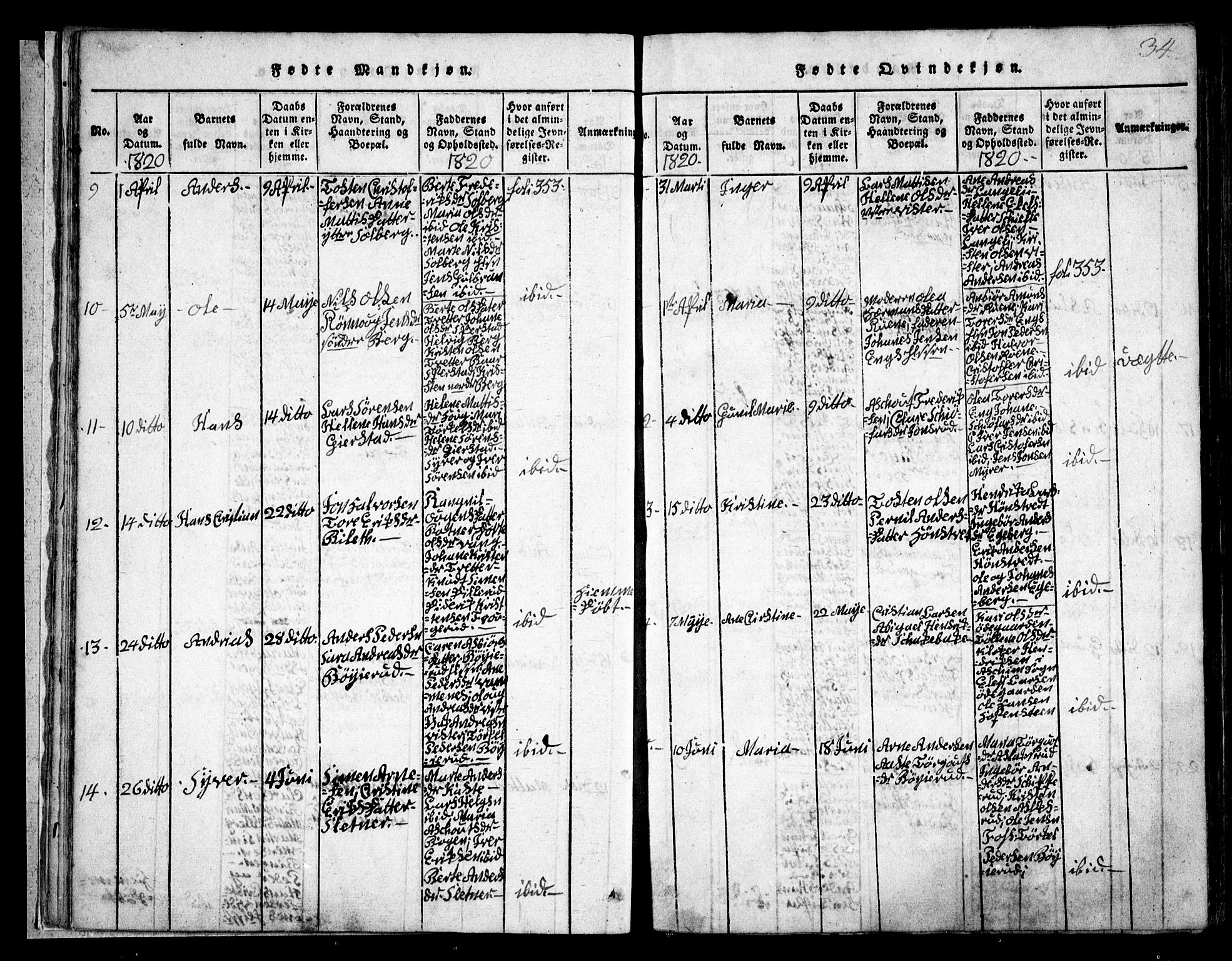 Skiptvet prestekontor Kirkebøker, SAO/A-20009/G/Ga/L0001: Parish register (copy) no. 1, 1815-1838, p. 34