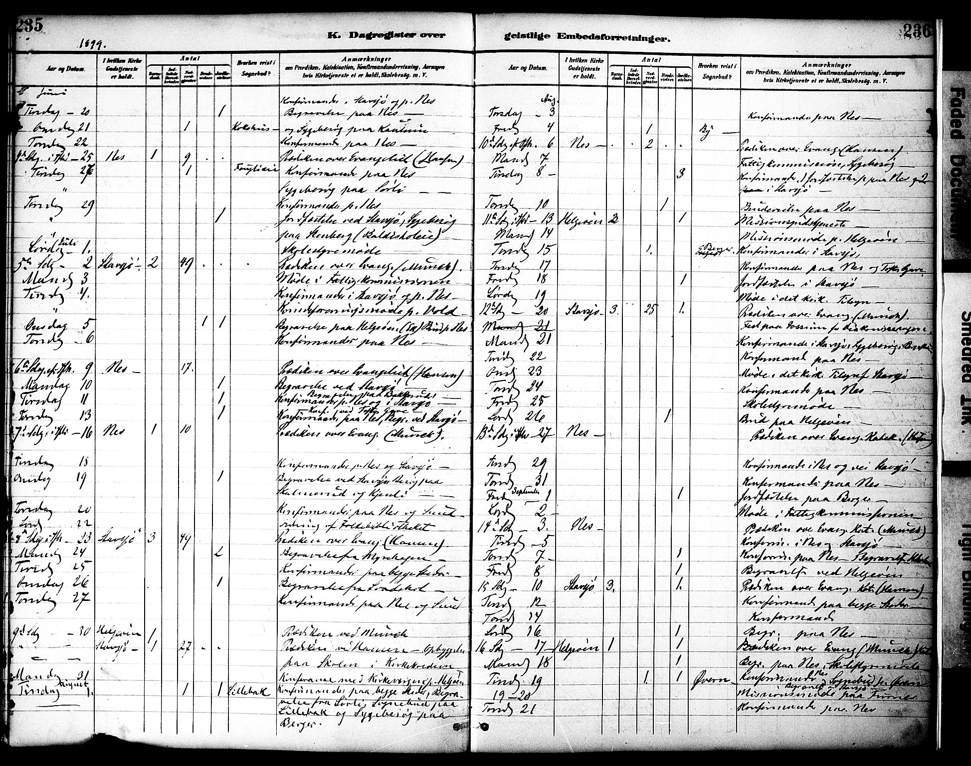 Nes prestekontor, Hedmark, AV/SAH-PREST-020/K/Ka/L0010: Parish register (official) no. 10, 1887-1905, p. 235-236