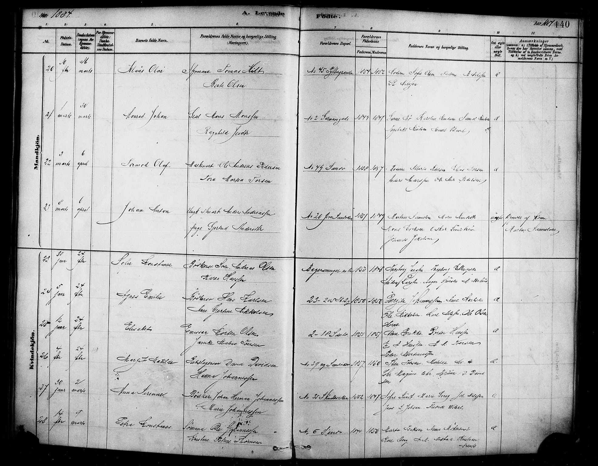 Sandviken Sokneprestembete, AV/SAB-A-77601/H/Ha/L0004: Parish register (official) no. B 1, 1878-1891, p. 140