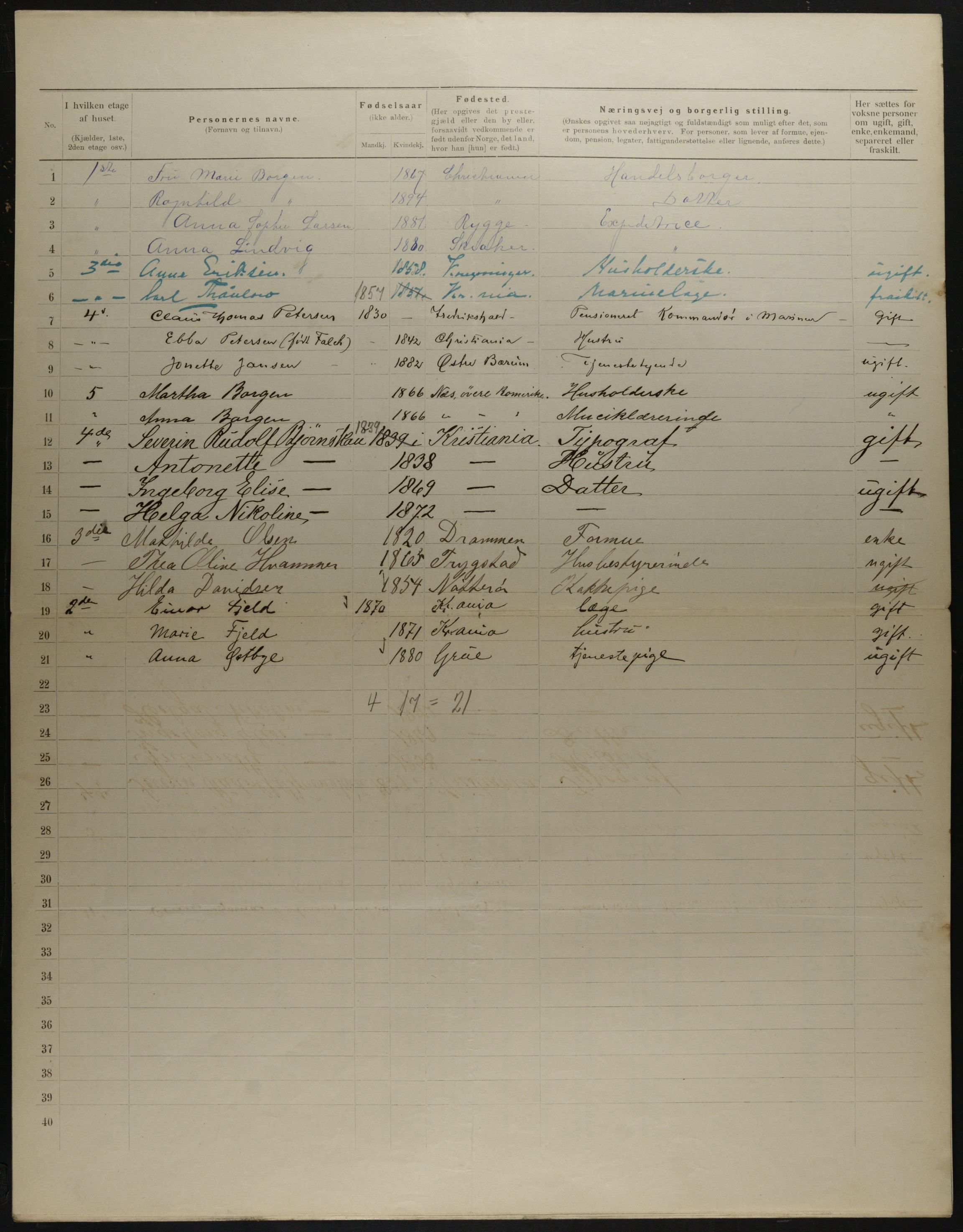 OBA, Municipal Census 1901 for Kristiania, 1901, p. 14652