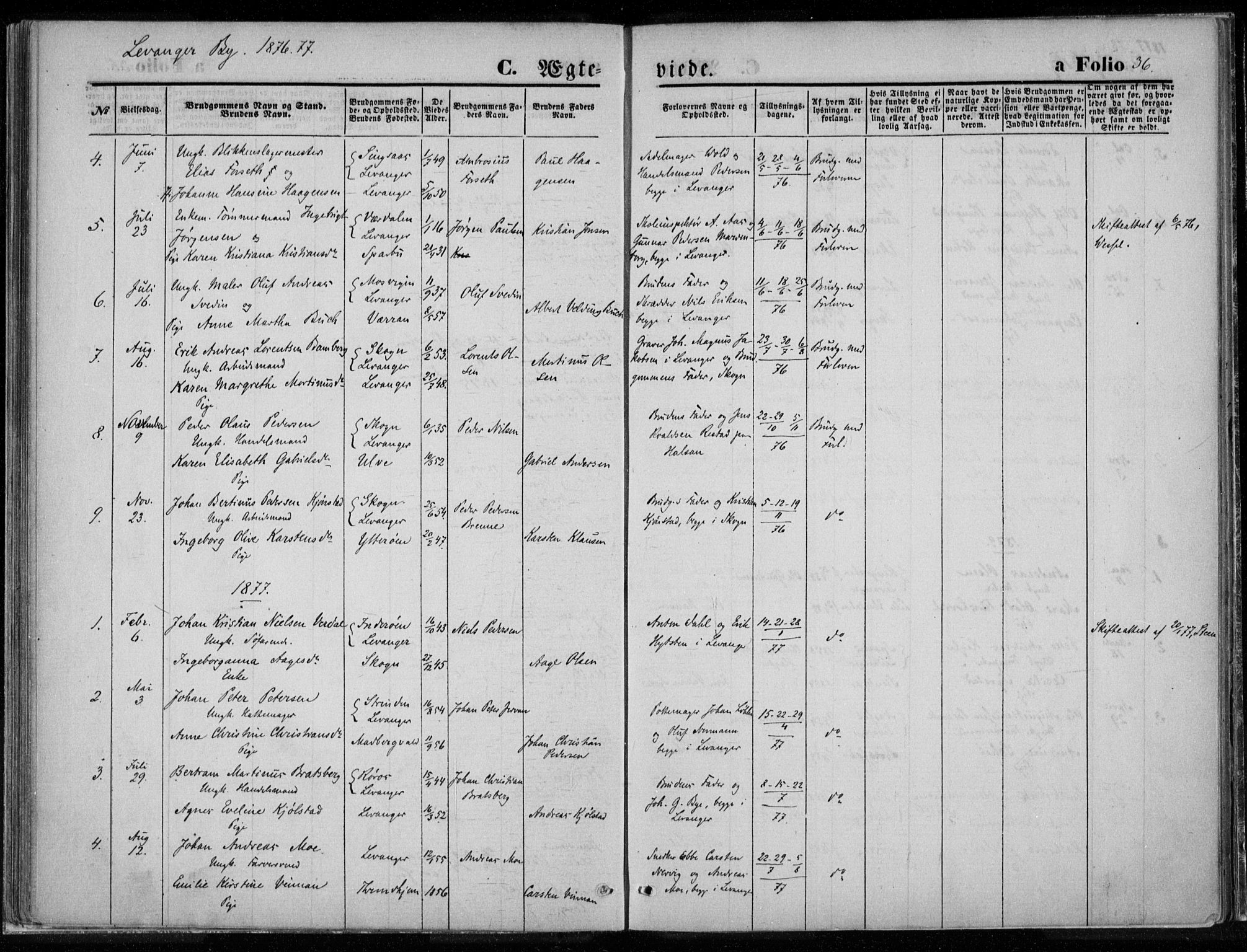 Ministerialprotokoller, klokkerbøker og fødselsregistre - Nord-Trøndelag, SAT/A-1458/720/L0187: Parish register (official) no. 720A04 /1, 1875-1879, p. 36