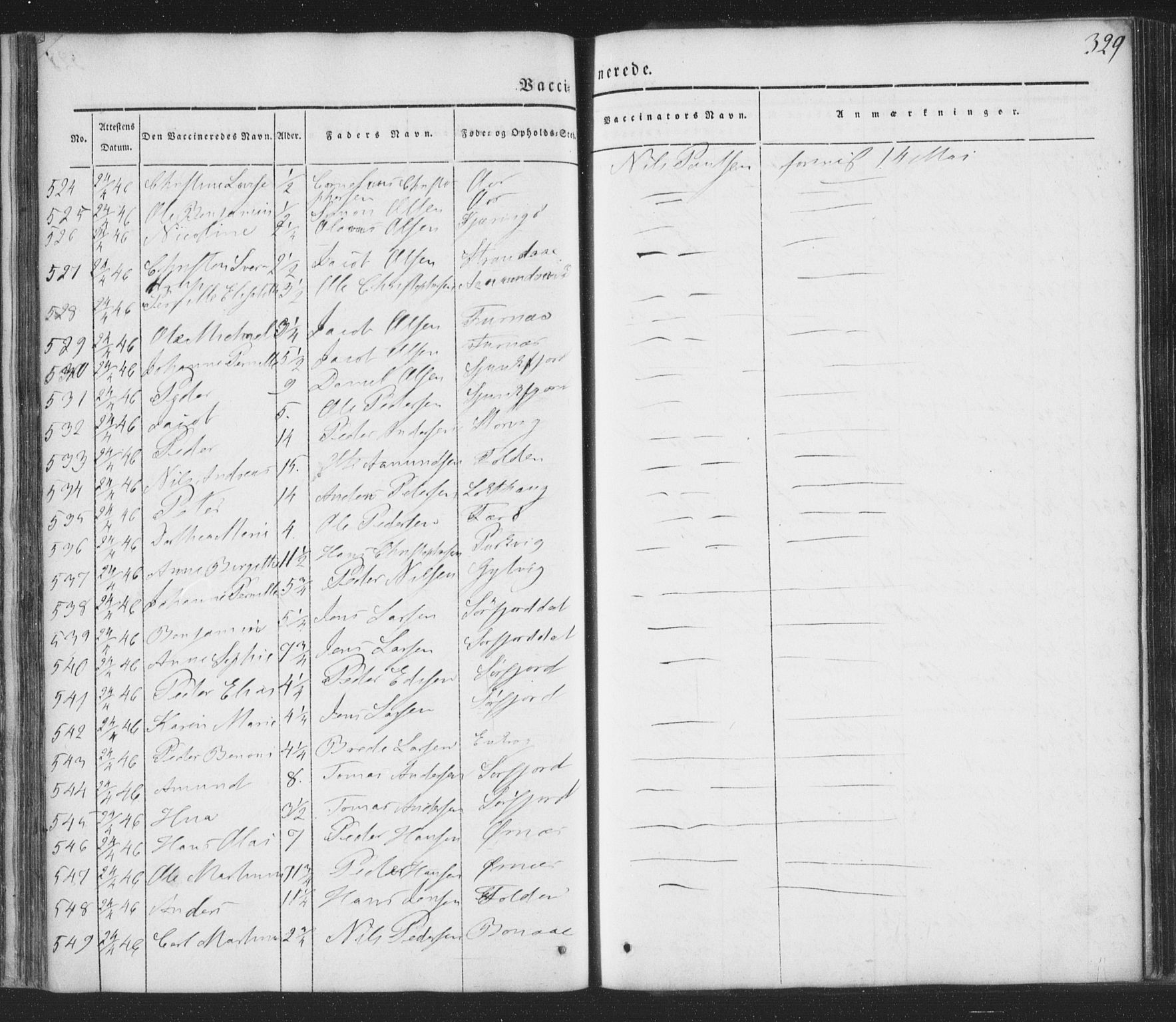 Ministerialprotokoller, klokkerbøker og fødselsregistre - Nordland, SAT/A-1459/853/L0769: Parish register (official) no. 853A08, 1836-1856, p. 329