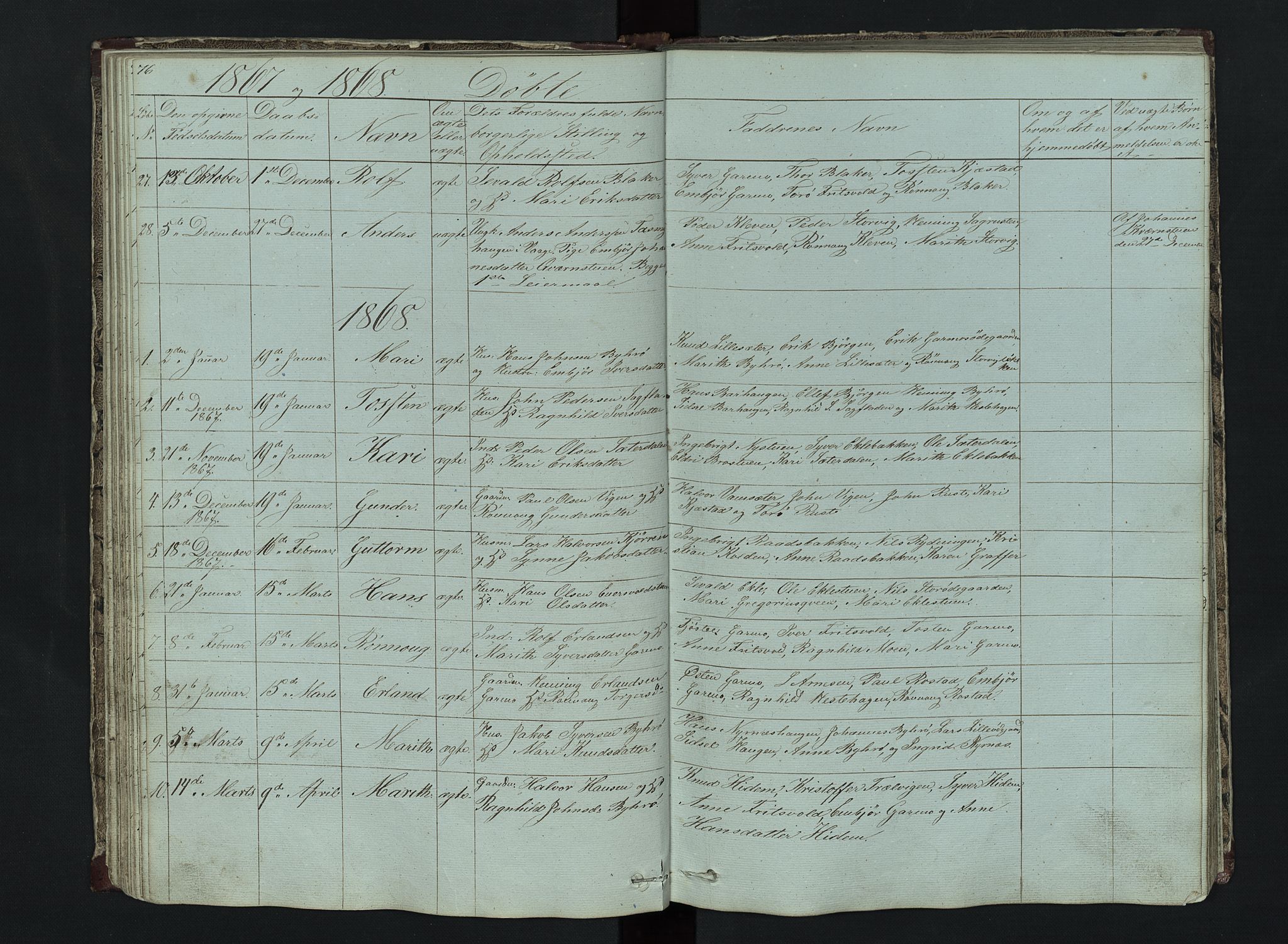 Lom prestekontor, SAH/PREST-070/L/L0014: Parish register (copy) no. 14, 1845-1876, p. 76-77