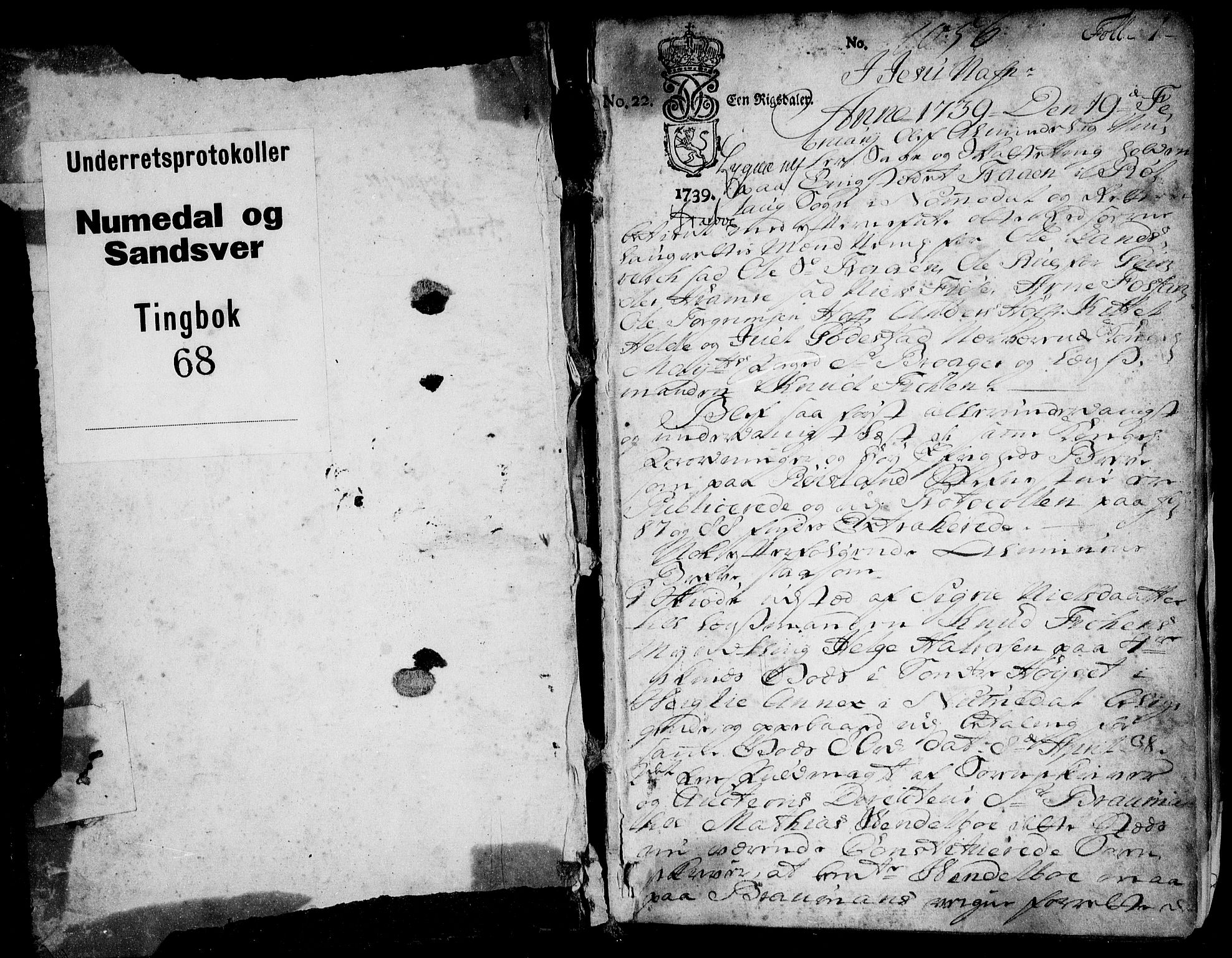 Numedal og Sandsvær sorenskriveri, SAKO/A-128/F/Fa/Faa/L0068: Tingbøker, 1739-1741, p. 0b-1a