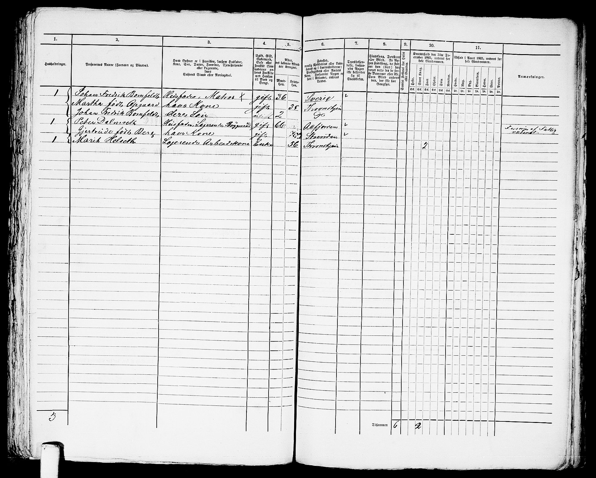 RA, 1865 census for Trondheim, 1865, p. 2451