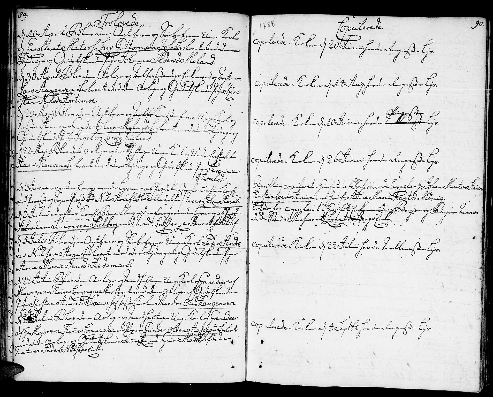 Kristiansand domprosti, AV/SAK-1112-0006/F/Fa/L0005: Parish register (official) no. A 5, 1776-1818, p. 89-90