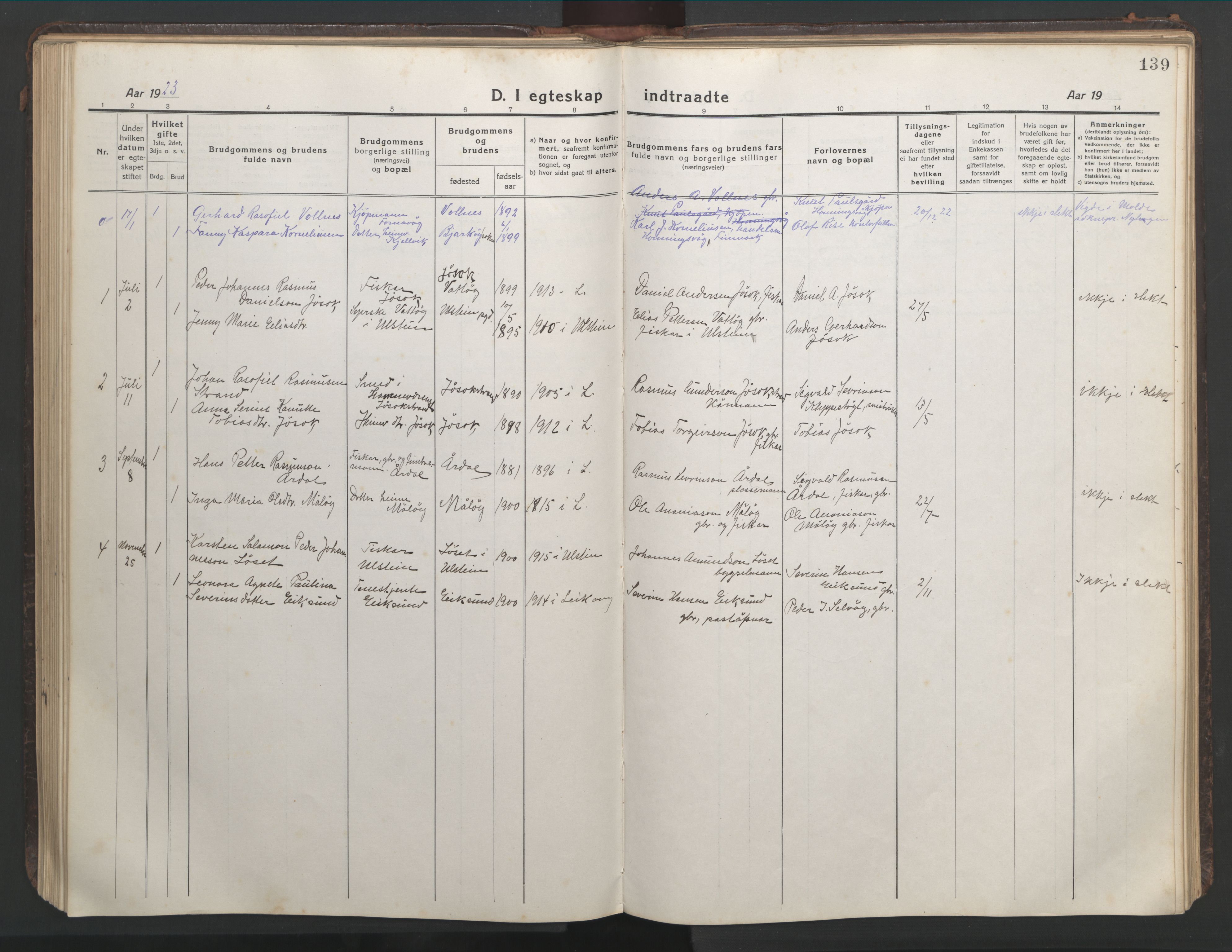 Ministerialprotokoller, klokkerbøker og fødselsregistre - Møre og Romsdal, AV/SAT-A-1454/508/L0099: Parish register (copy) no. 508C03, 1917-1947, p. 139