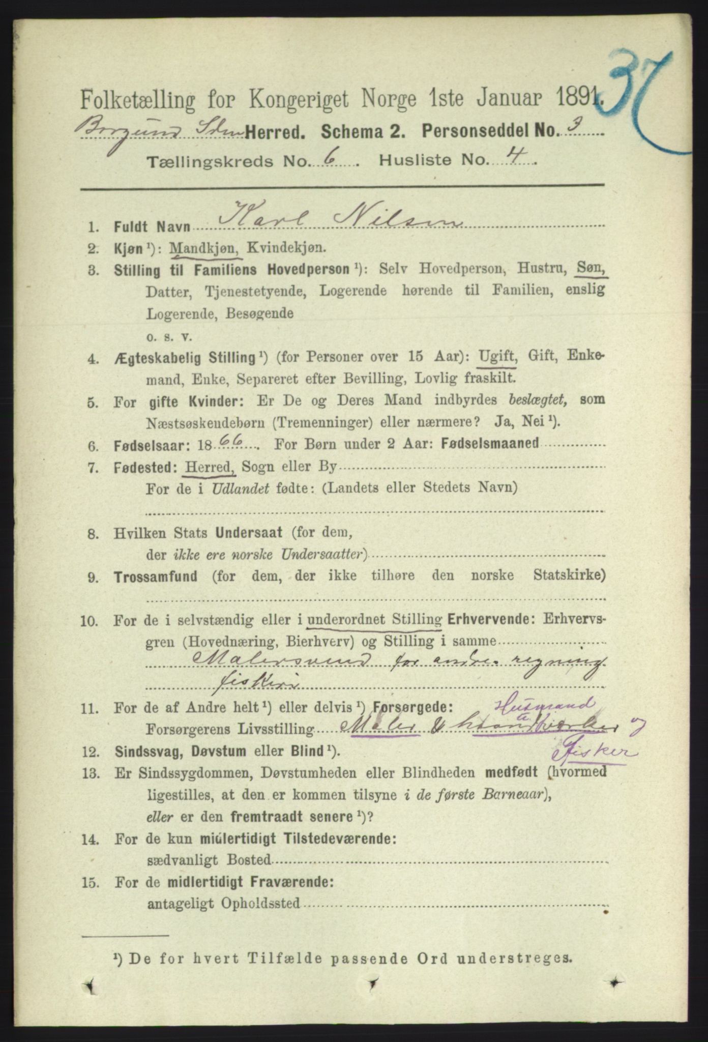 RA, 1891 census for 1531 Borgund, 1891, p. 1588