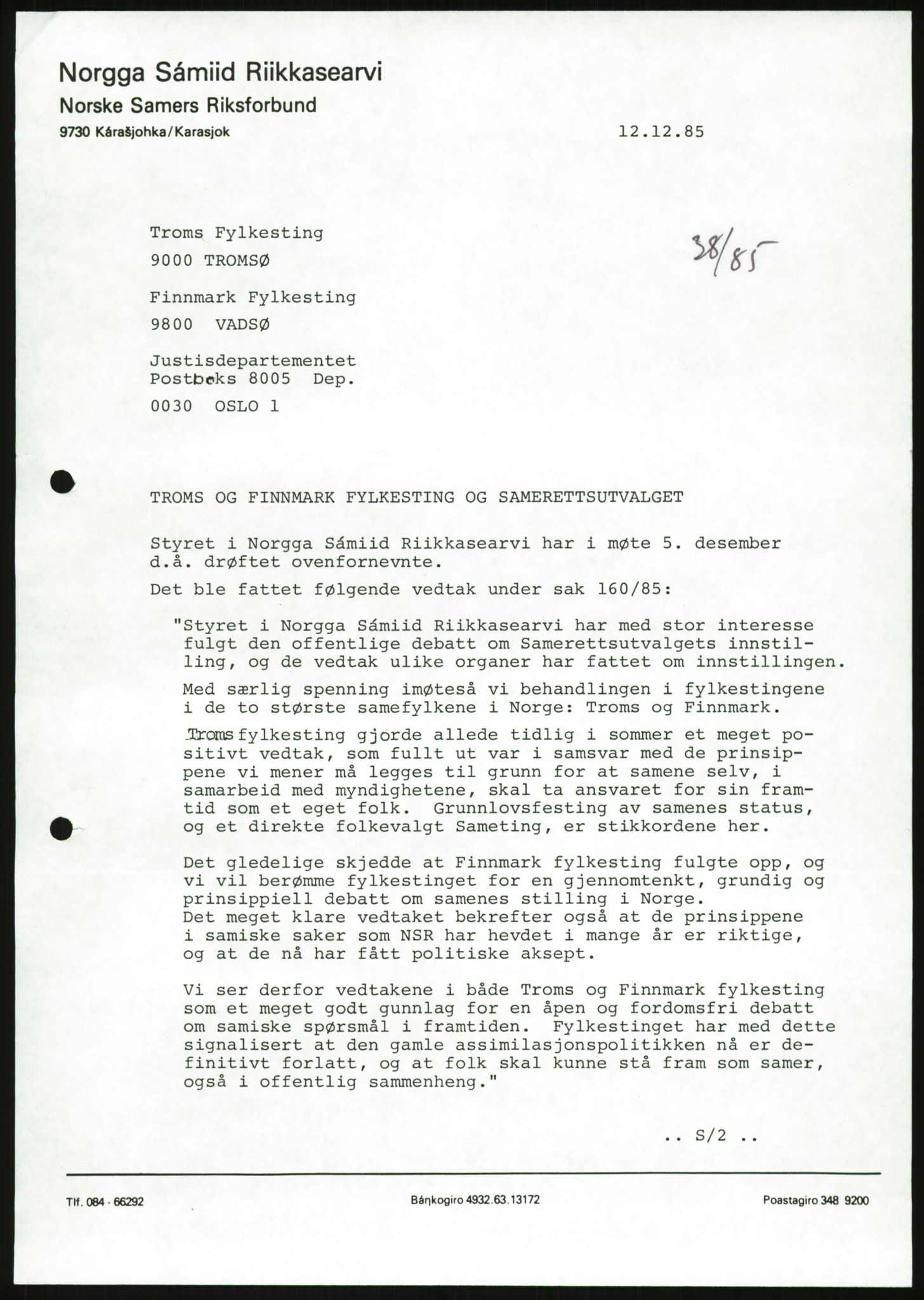 Kirke- og undervisningsdepartementet, Samekulturutvalget, RA/S-2905/D/L0001: Innkomne brev. Register til disse, 1980-1987, p. 13