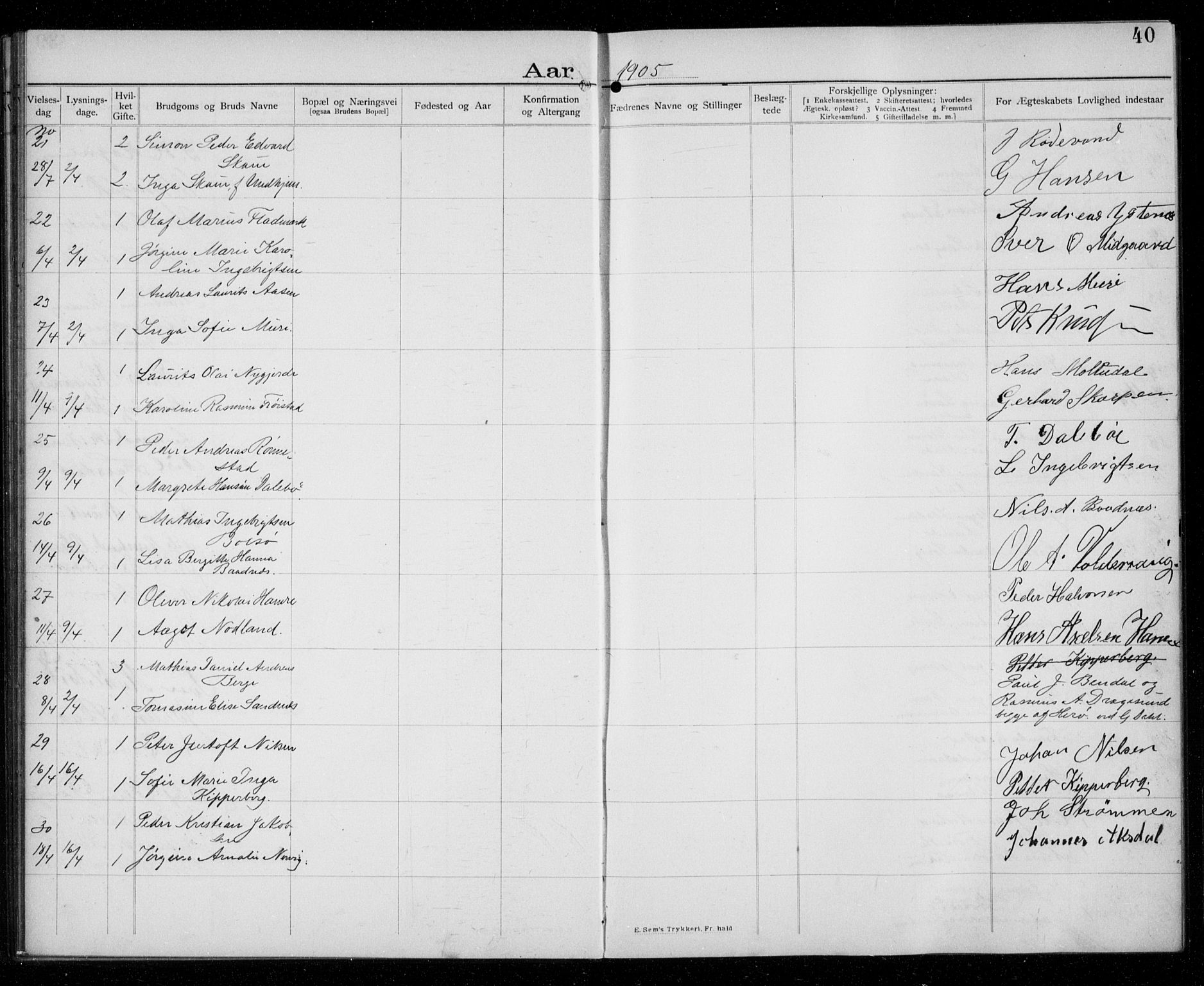 Ministerialprotokoller, klokkerbøker og fødselsregistre - Møre og Romsdal, AV/SAT-A-1454/529/L0458: Banns register no. 529A08, 1901-1918, p. 40