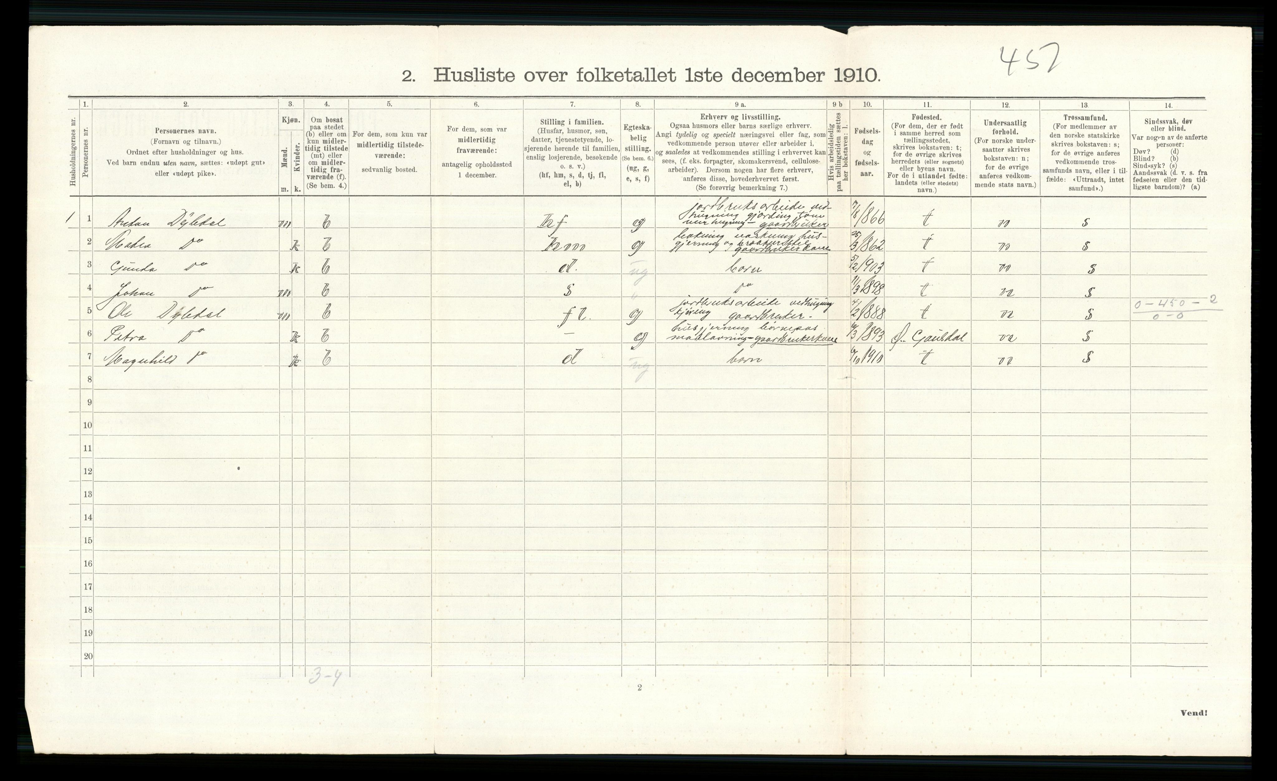 RA, 1910 census for Ringebu, 1910, p. 227