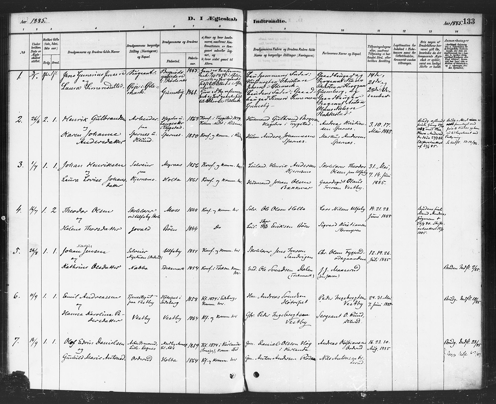 Rødenes prestekontor Kirkebøker, SAO/A-2005/F/Fa/L0009: Parish register (official) no. I 9, 1880-1889, p. 133