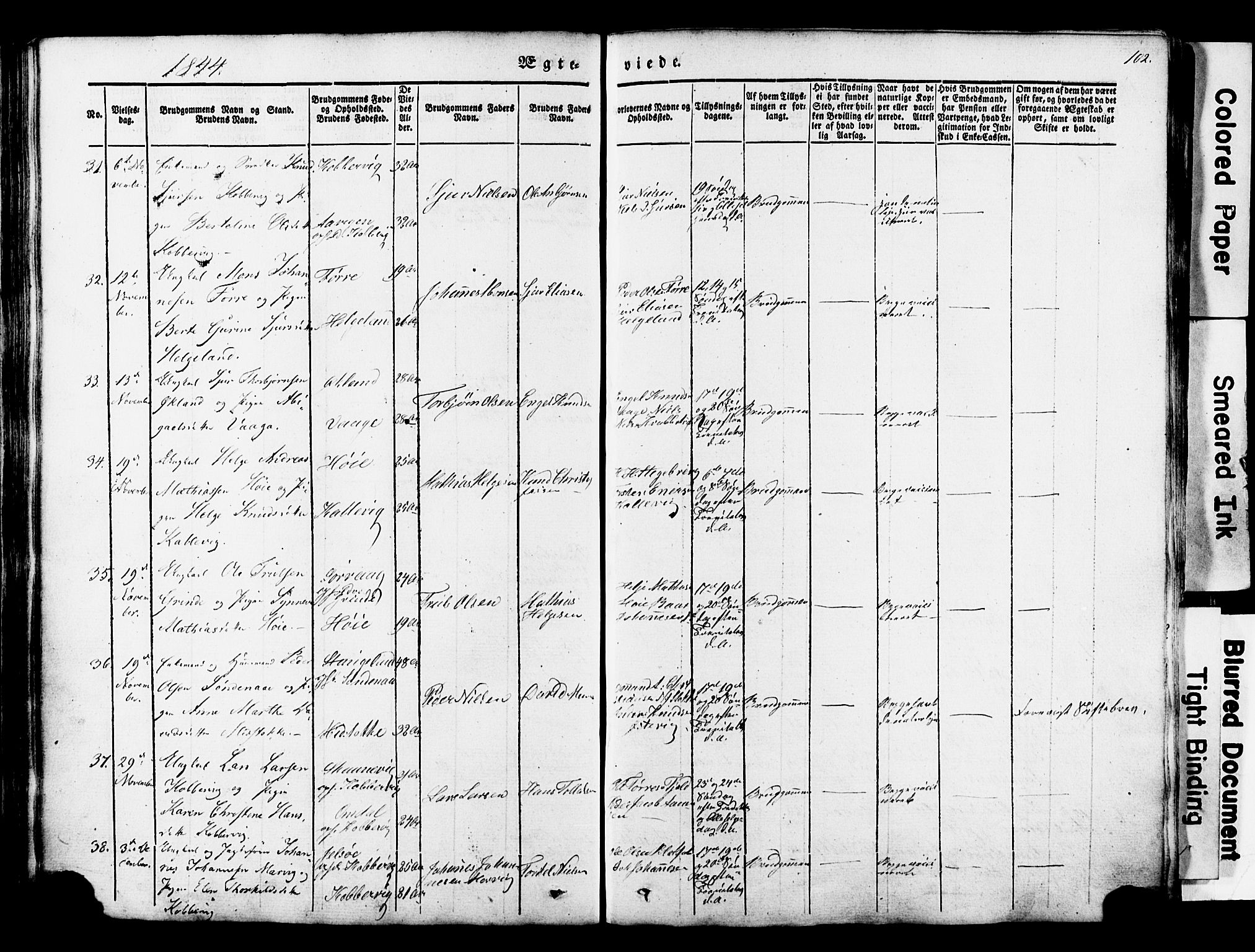 Avaldsnes sokneprestkontor, SAST/A -101851/H/Ha/Haa/L0007: Parish register (official) no. A 7, 1841-1853, p. 102