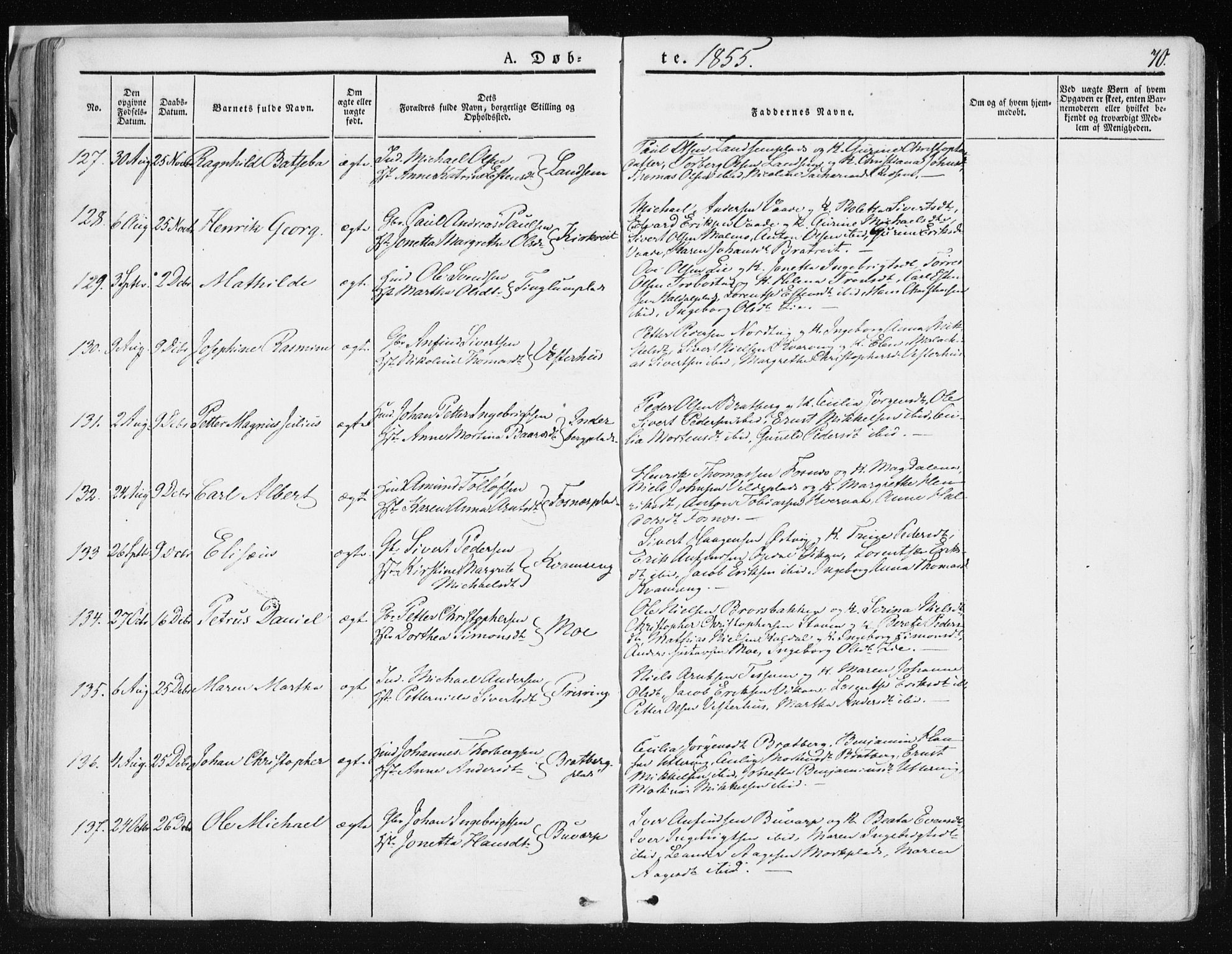 Ministerialprotokoller, klokkerbøker og fødselsregistre - Nord-Trøndelag, SAT/A-1458/741/L0393: Parish register (official) no. 741A07, 1849-1863, p. 70