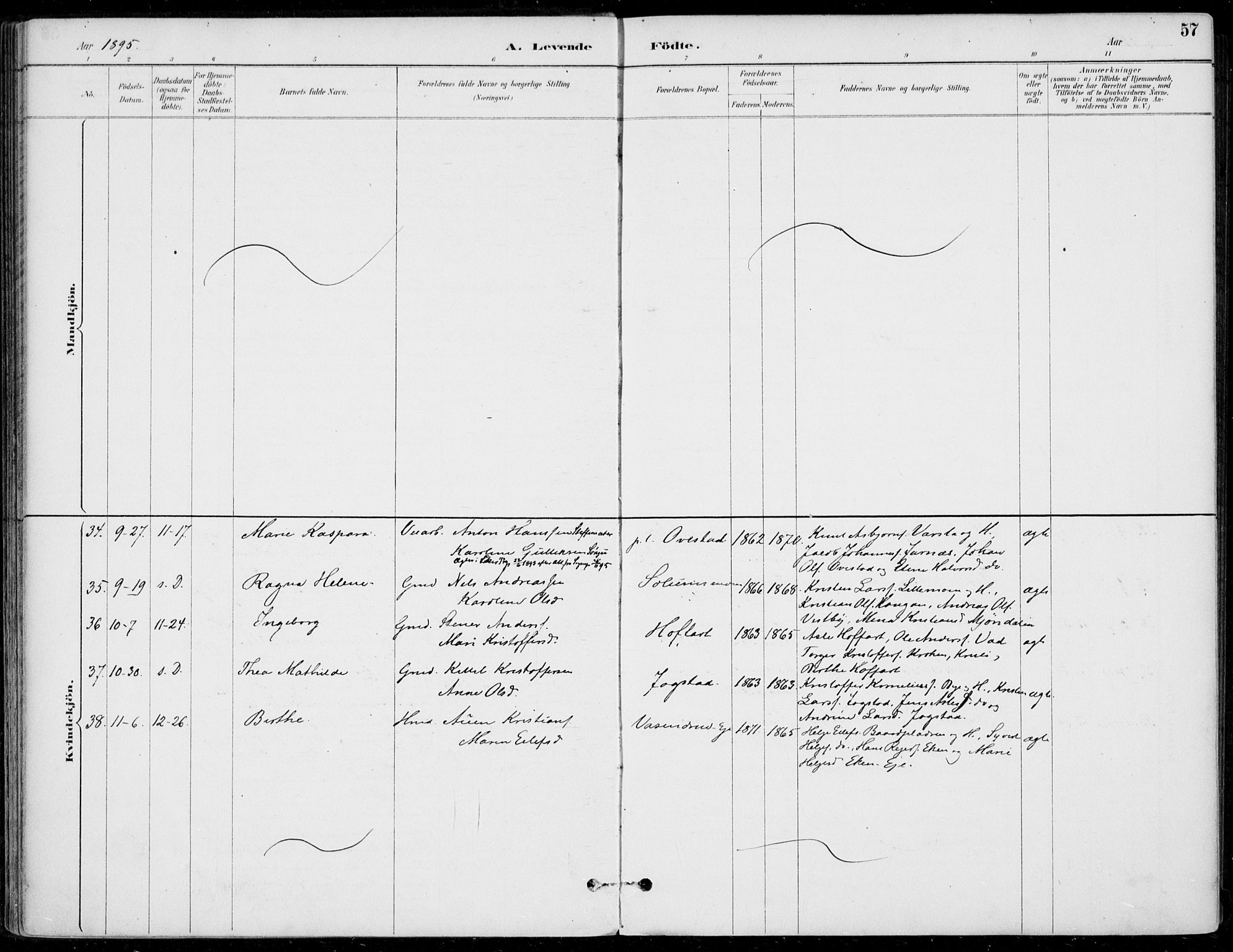 Sigdal kirkebøker, AV/SAKO-A-245/F/Fb/L0001: Parish register (official) no. II 1, 1888-1900, p. 57