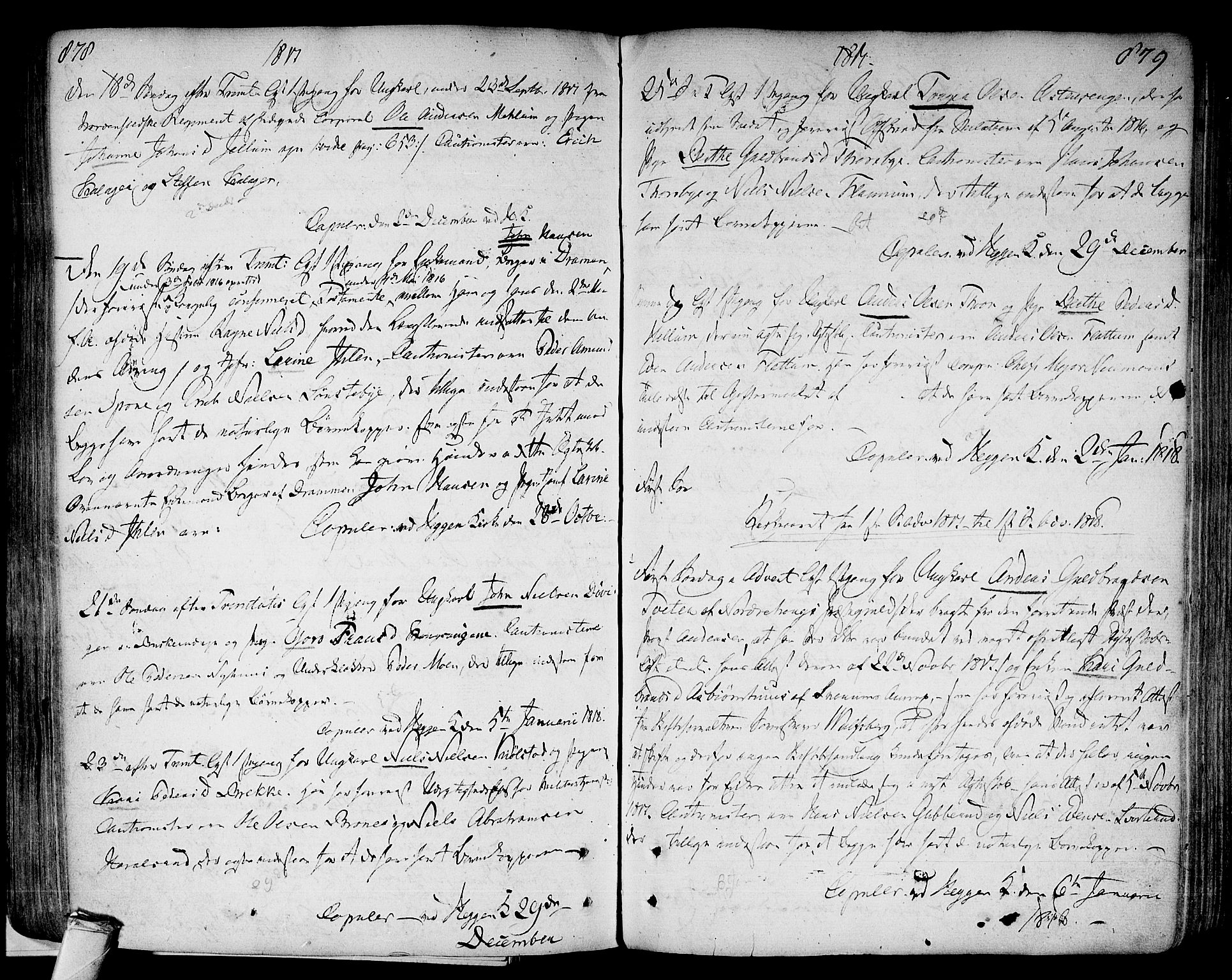 Modum kirkebøker, AV/SAKO-A-234/F/Fa/L0003: Parish register (official) no. 3, 1783-1819, p. 878-879