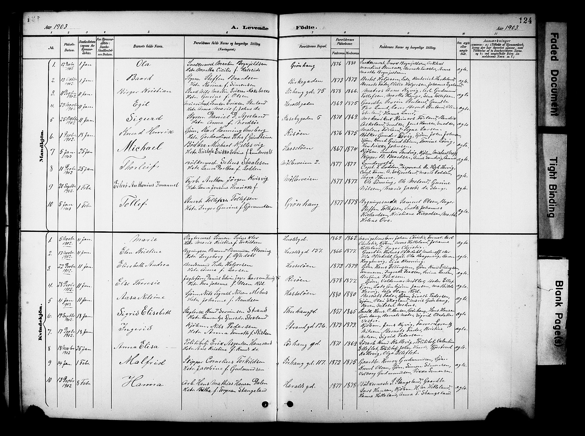 Haugesund sokneprestkontor, SAST/A -101863/H/Ha/Hab/L0005: Parish register (copy) no. B 5, 1894-1908, p. 124