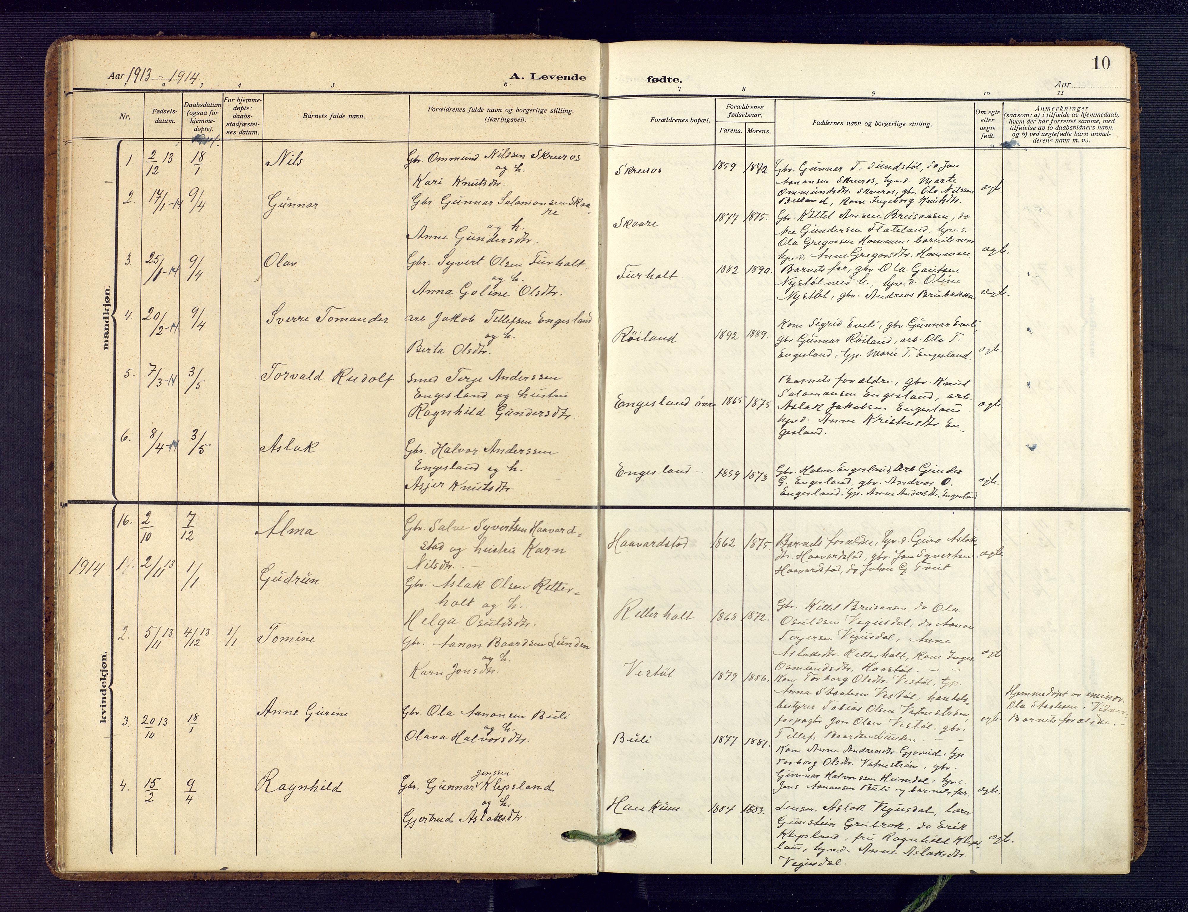 Herefoss sokneprestkontor, SAK/1111-0019/F/Fa/Fab/L0005: Parish register (official) no. A 5, 1910-1932, p. 10