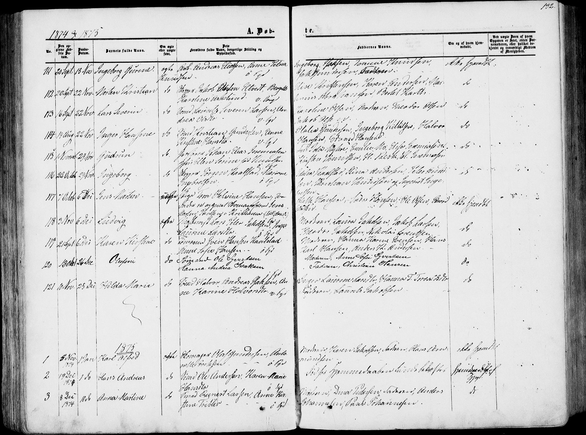 Porsgrunn kirkebøker , AV/SAKO-A-104/F/Fa/L0007: Parish register (official) no. 7, 1858-1877, p. 132