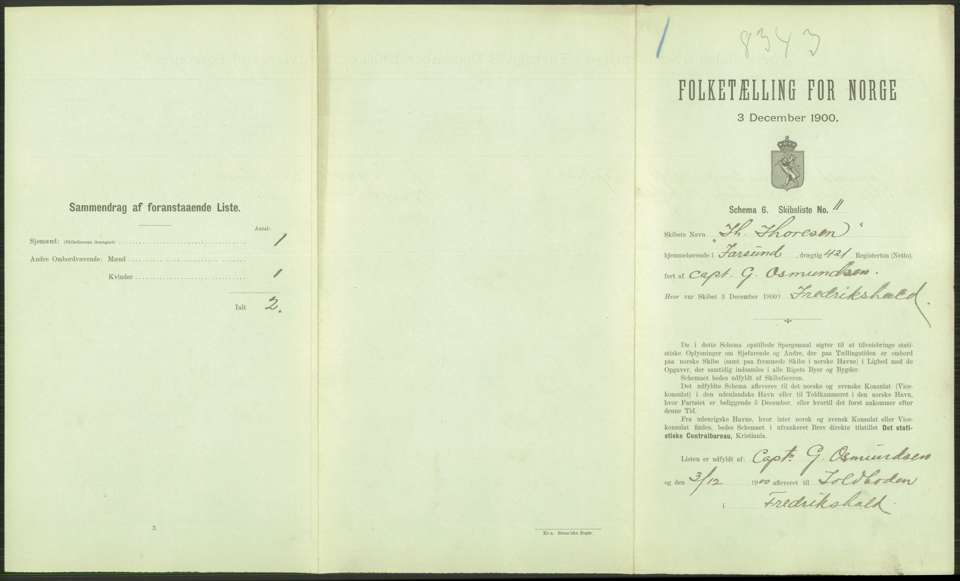 RA, 1900 Census - ship lists from ships in Norwegian harbours, harbours abroad and at sea, 1900, p. 23