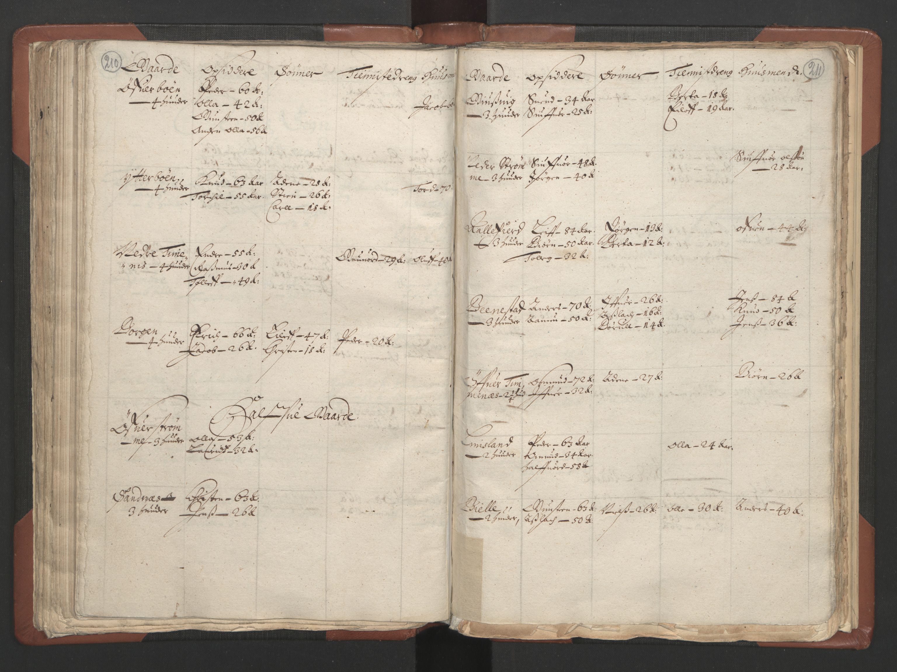 RA, Bailiff's Census 1664-1666, no. 9: Mandal len, 1664-1666, p. 210-211