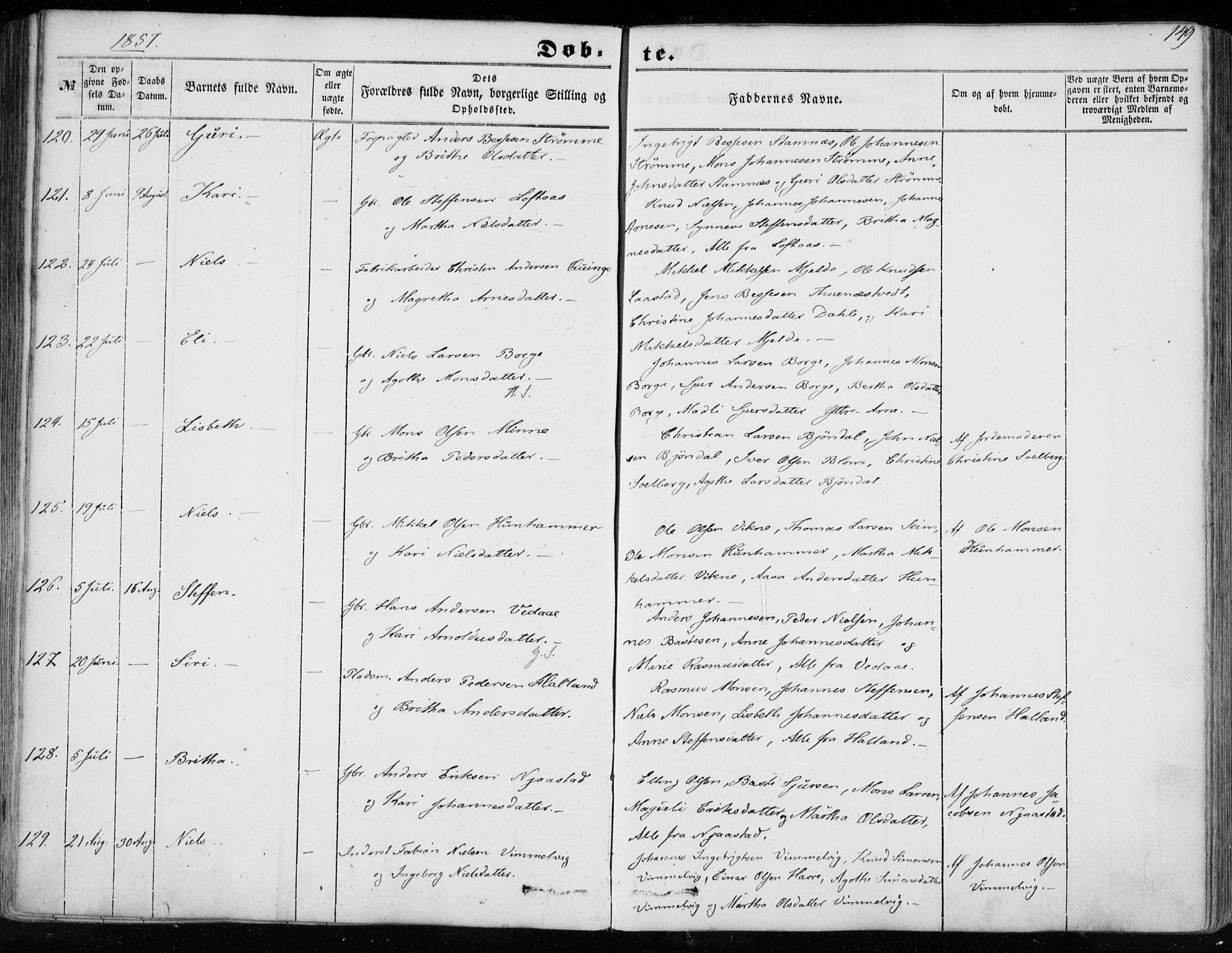 Haus sokneprestembete, SAB/A-75601/H/Haa: Parish register (official) no. A 16 I, 1848-1857, p. 149