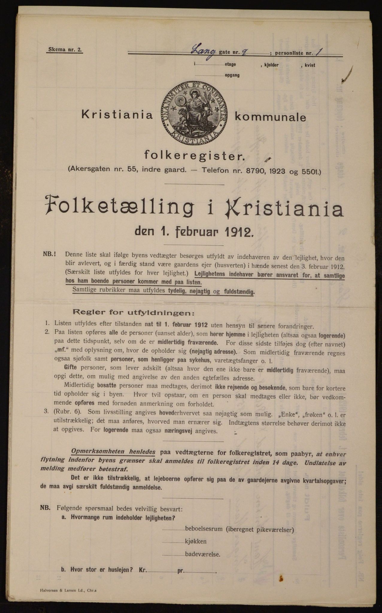 OBA, Municipal Census 1912 for Kristiania, 1912, p. 56764