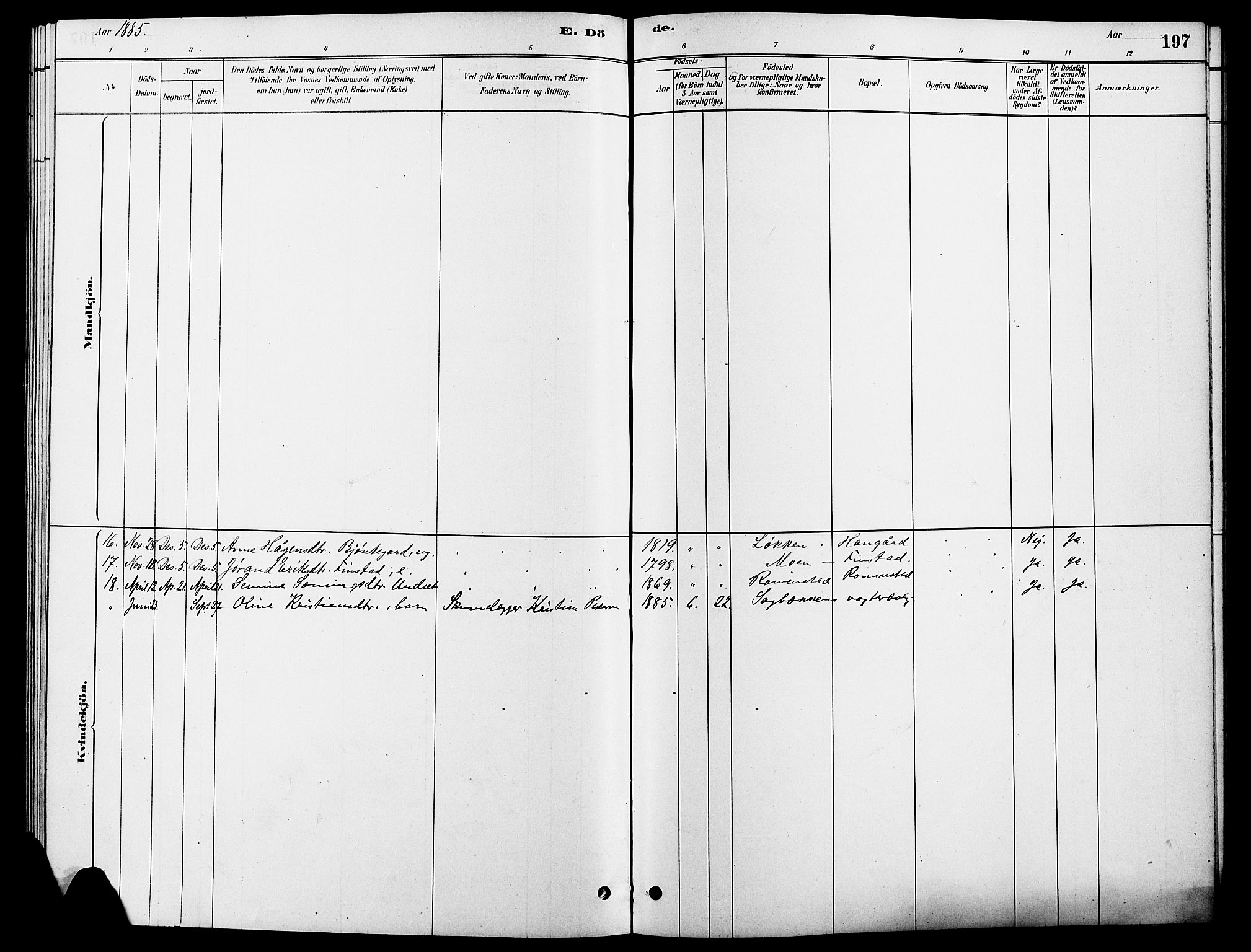 Rendalen prestekontor, SAH/PREST-054/H/Ha/Hab/L0003: Parish register (copy) no. 3, 1879-1904, p. 197