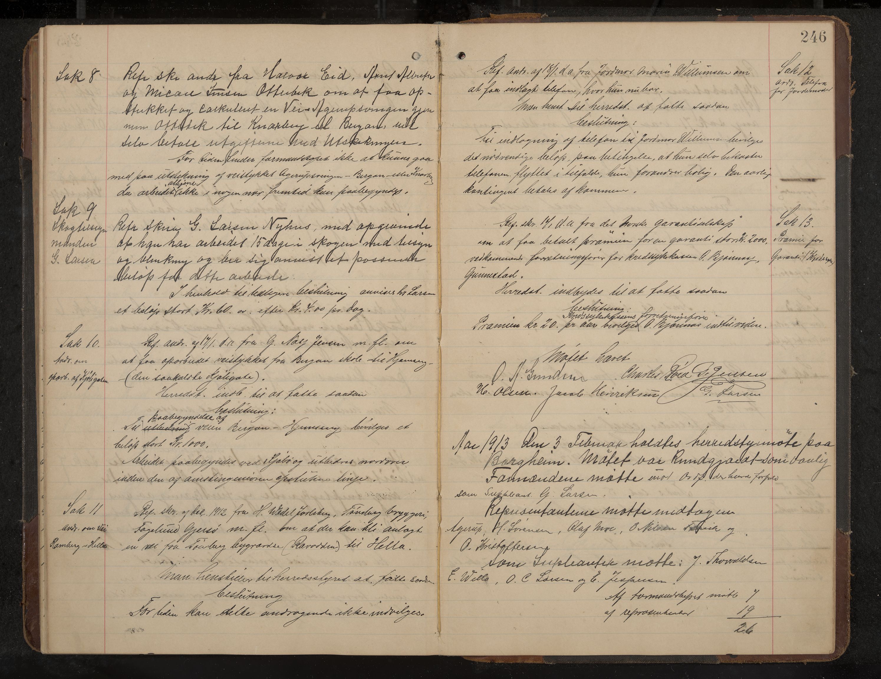 Nøtterøy formannskap og sentraladministrasjon, IKAK/0722021-1/A/Aa/L0006: Møtebok med register, 1905-1913, p. 246