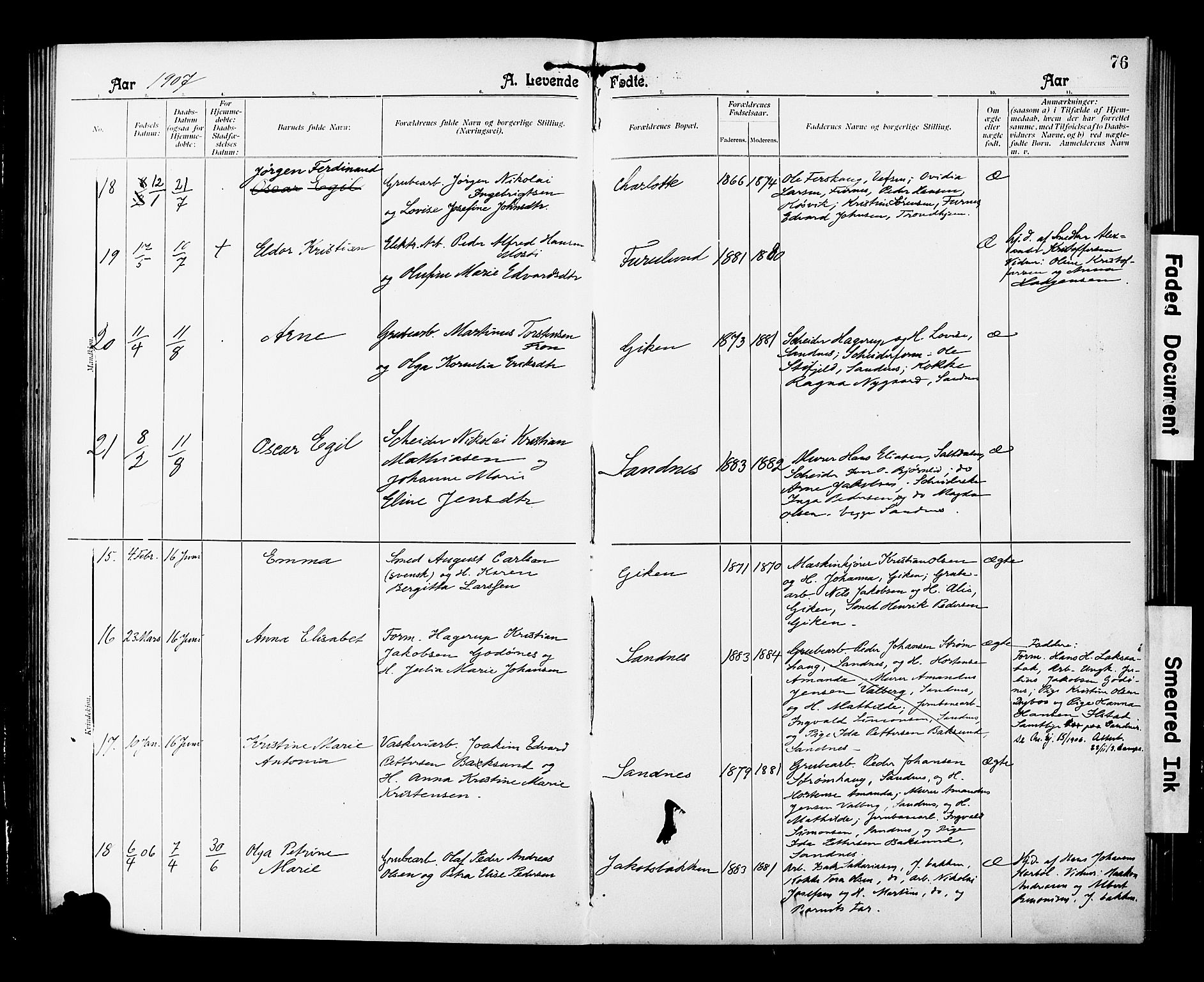 Ministerialprotokoller, klokkerbøker og fødselsregistre - Nordland, AV/SAT-A-1459/850/L0709: Parish register (official) no. 850A01, 1899-1909, p. 76