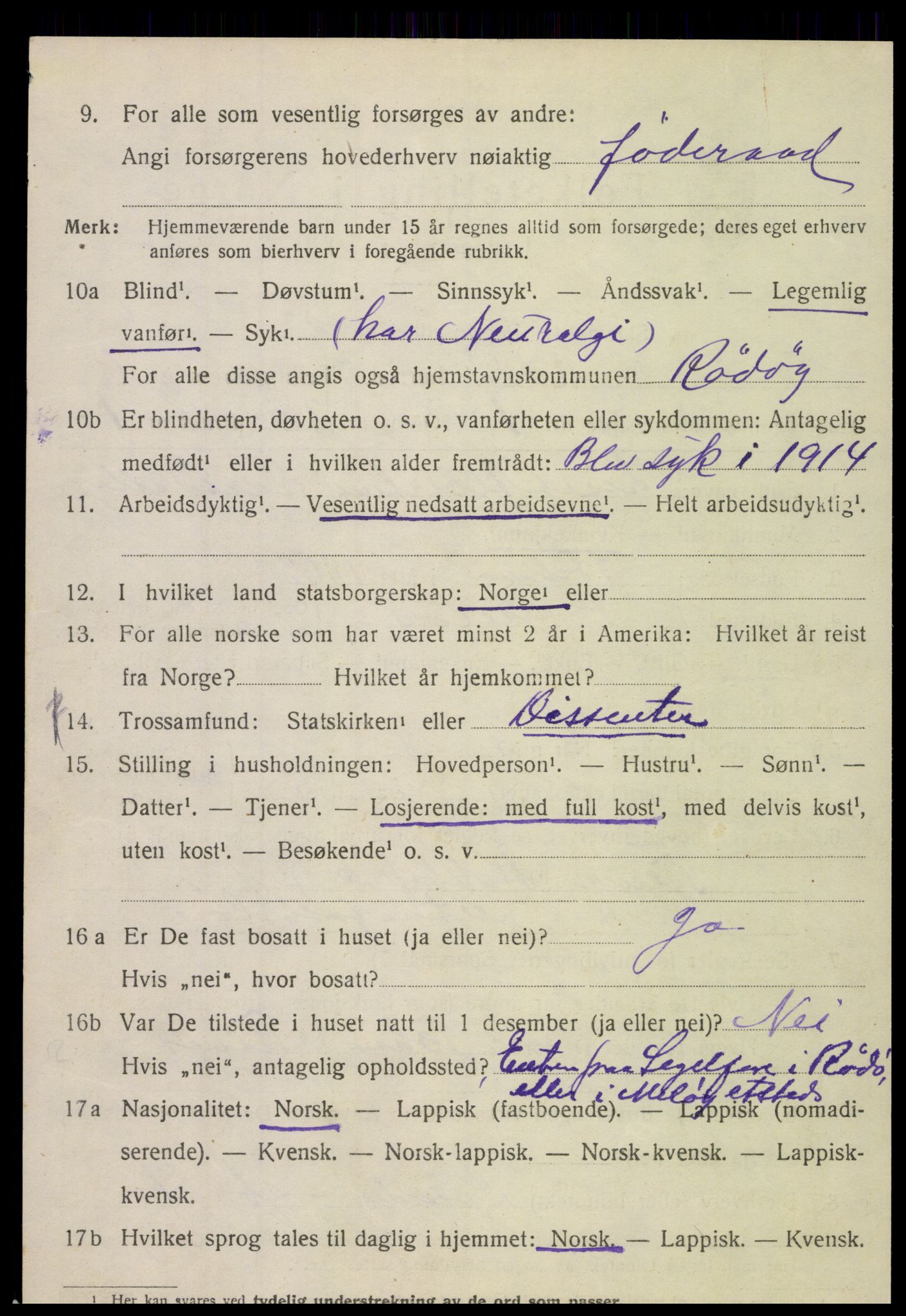 SAT, 1920 census for Rødøy, 1920, p. 3353